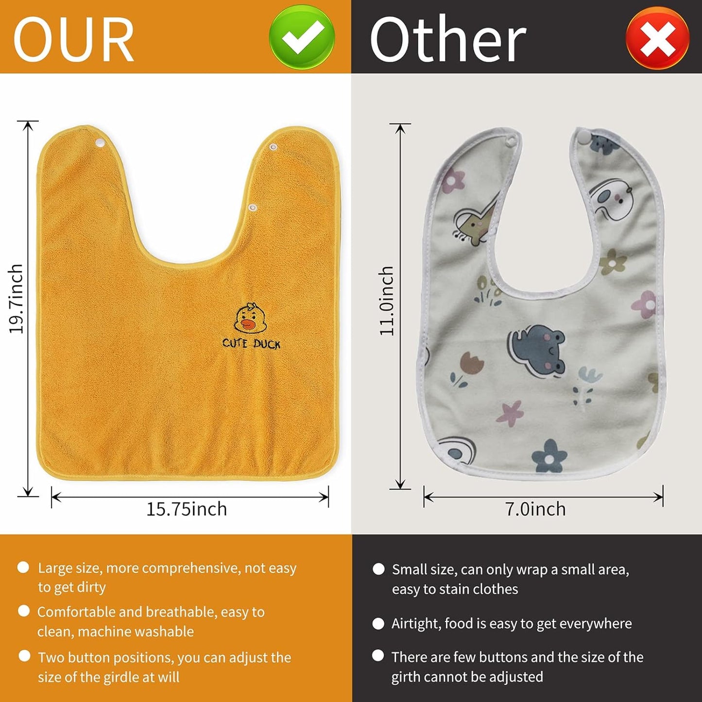 Baby Bibs for Girls or Boys 12-18 Months 6 Packed, Towel Bibs for Toddler 1-3 Years,Waterproof and Absorbent