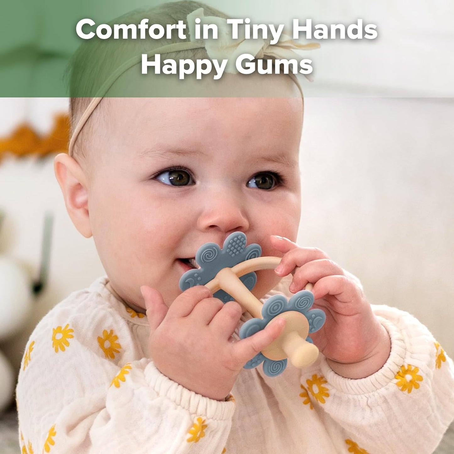 haakaa Silicone Baby Teether Toys,Nipple-Shaped End for Gum Massage,360° Baby Toothbrush Head for Self-Brushing Training,Easy to Grip - Sky Blue