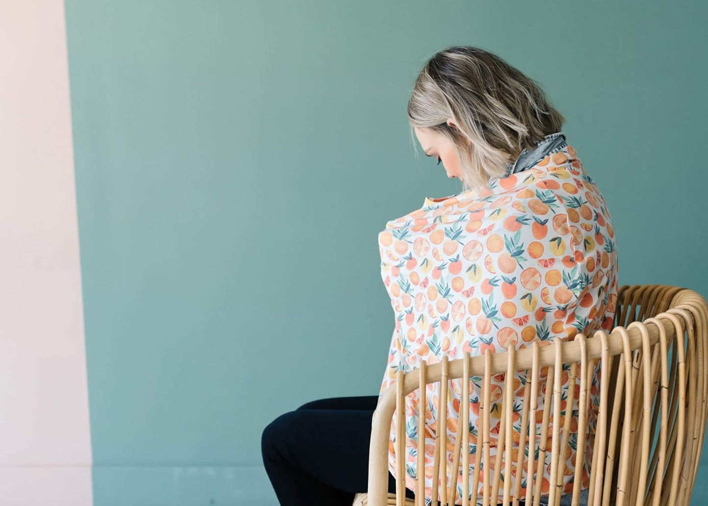 Baby Car Seat Cover Canopy and Nursing Cover Multi-Use Stretchy 5 in 1 Gift Citrus by Copper Pearl