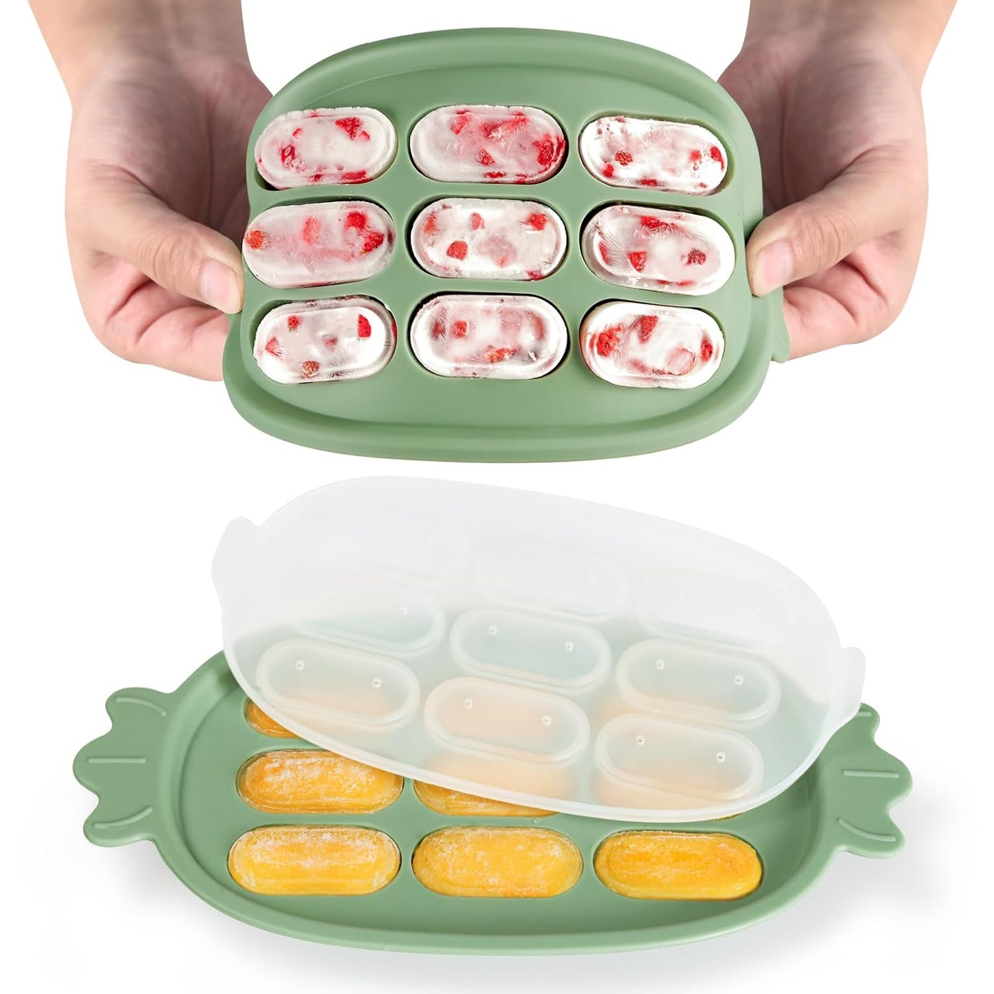 Haakaa Baby Popsicle Mold - Baby Food Maker & Breastmilk Teething Freezer Tray - BPA Free Silicone-Green