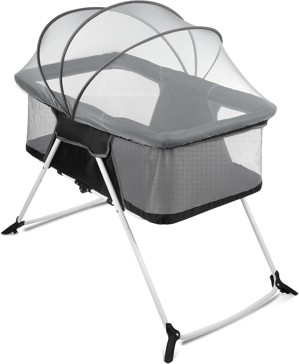 Portable Baby Playard - Foldable Baby Bassinet, Lightweight Playpen with Mosquito Net, 42.5 x 40.2 x 20.8 inches, Black