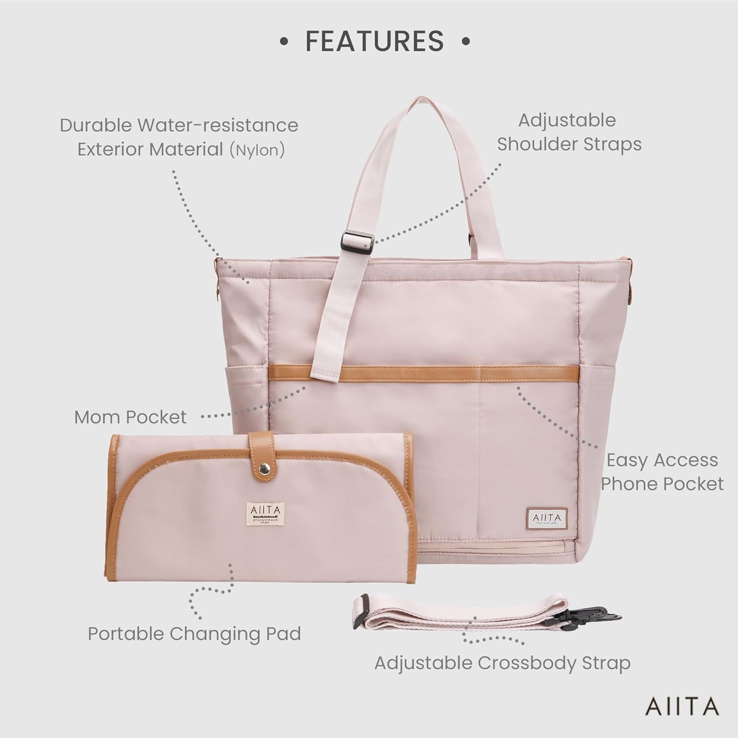 Diaper Bag Tote,Baby Diaper Bags,Convertible Diaper Bag Backpack,Crossbody Tote Bag for Women,Stylish Shoulder bag with Changing Pad,Baby Registry, Work Tote,Travel Gym Bag,Pink