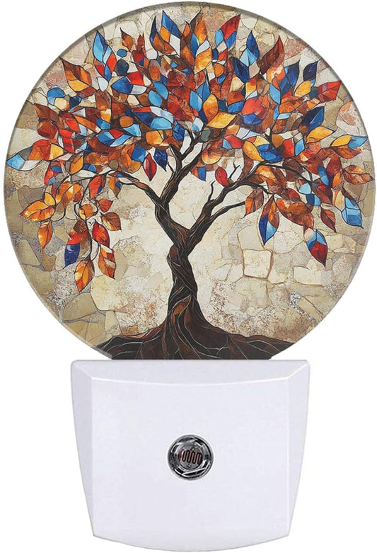 EKOBLA Colored Seasons Tree LED Night Light Tree with Colorful Leaves Dusk to Dawn Plug-in Nightlights Auto Sensor for Home Indoor Bathroom Hallway Kitchen
