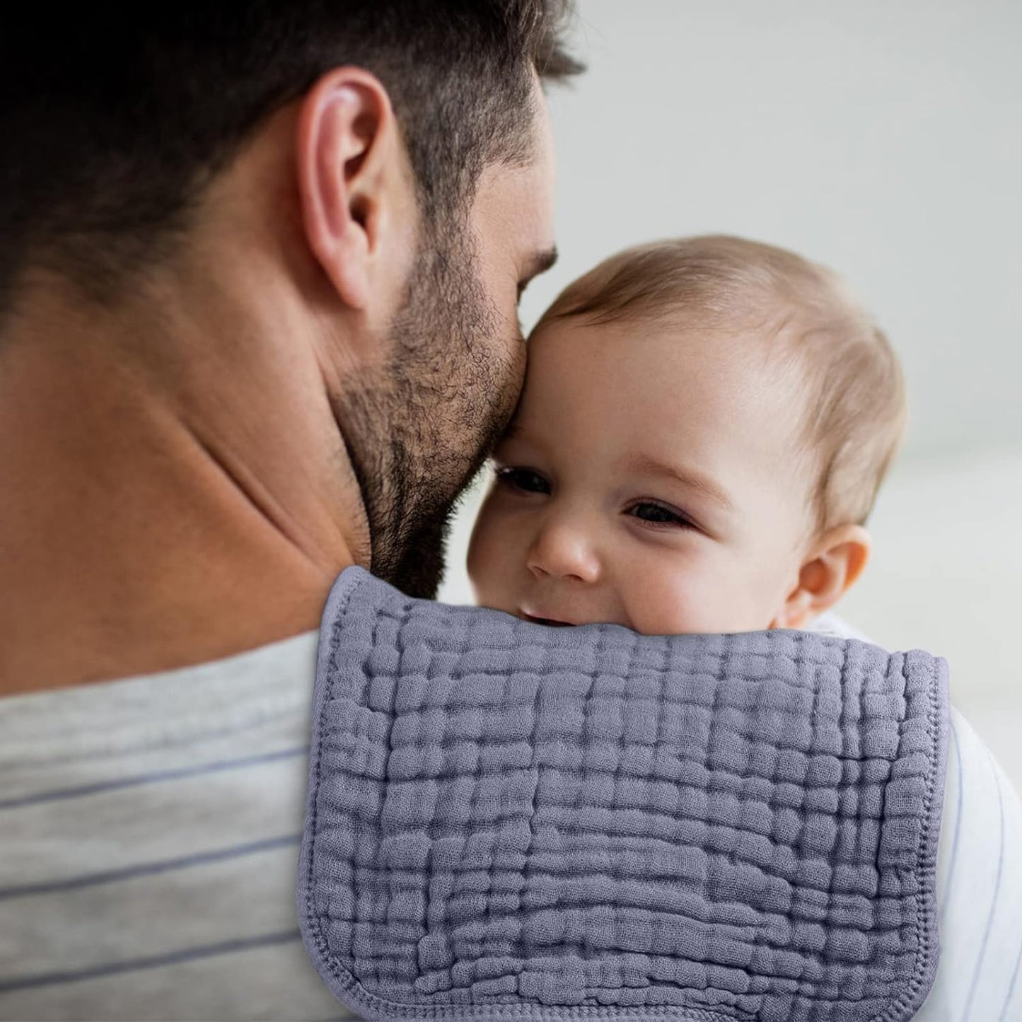 Looxii Muslin Burp Cloths 100% Cotton Muslin Cloths Large 20''x10'' Extra Soft and Absorbent 6 Pack Baby Burping Cloth for Boys and Girls White+Gray