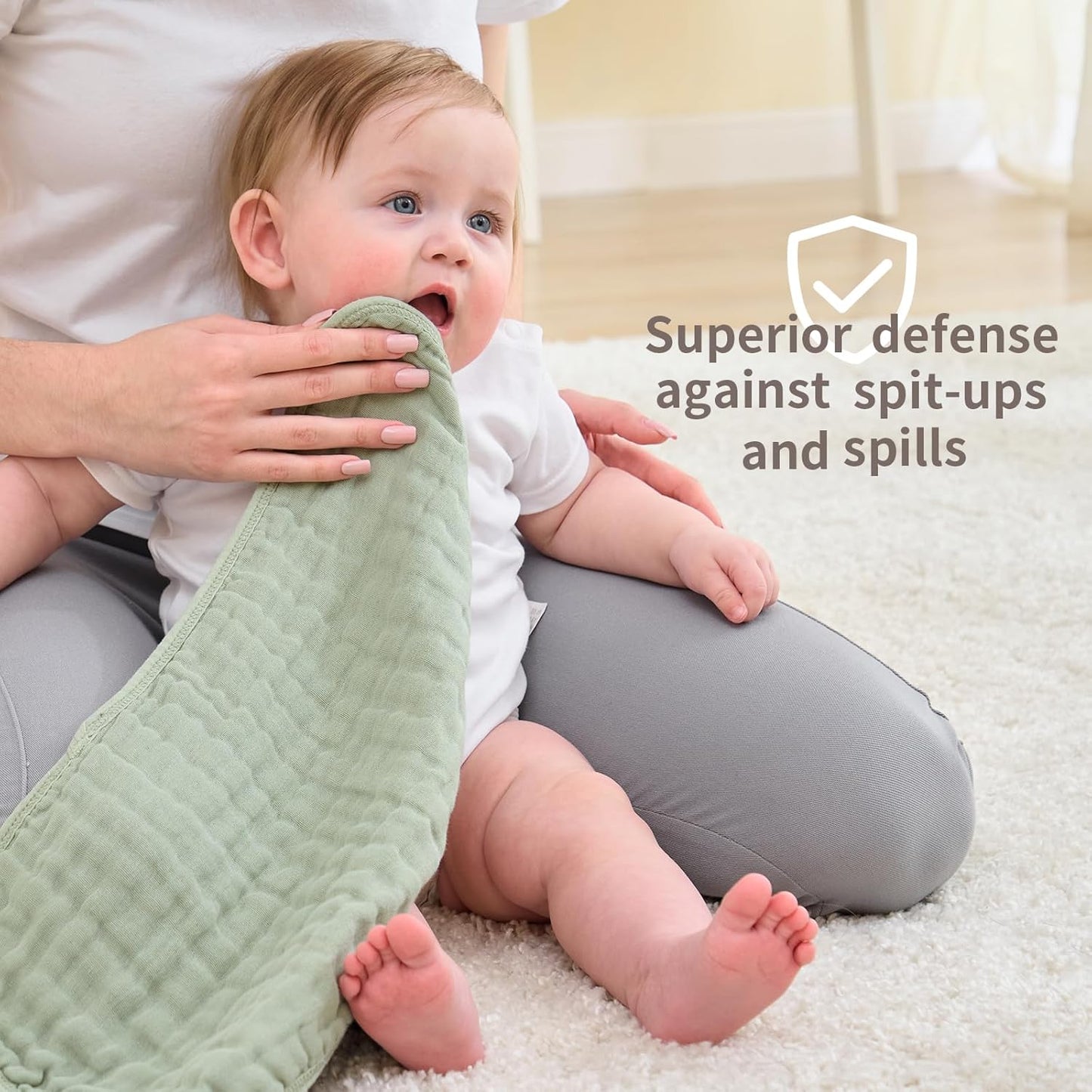 Muslin Burp Cloths Sets Newborn Baby Boy Essentials Must Haves 100% Cotton 10 Pack 22" X 10",6-Layer Baby Bibs & Burp Cloths for Baby Drool and Messes - Soft, Safe & Gentle for Boys & Girls Multi
