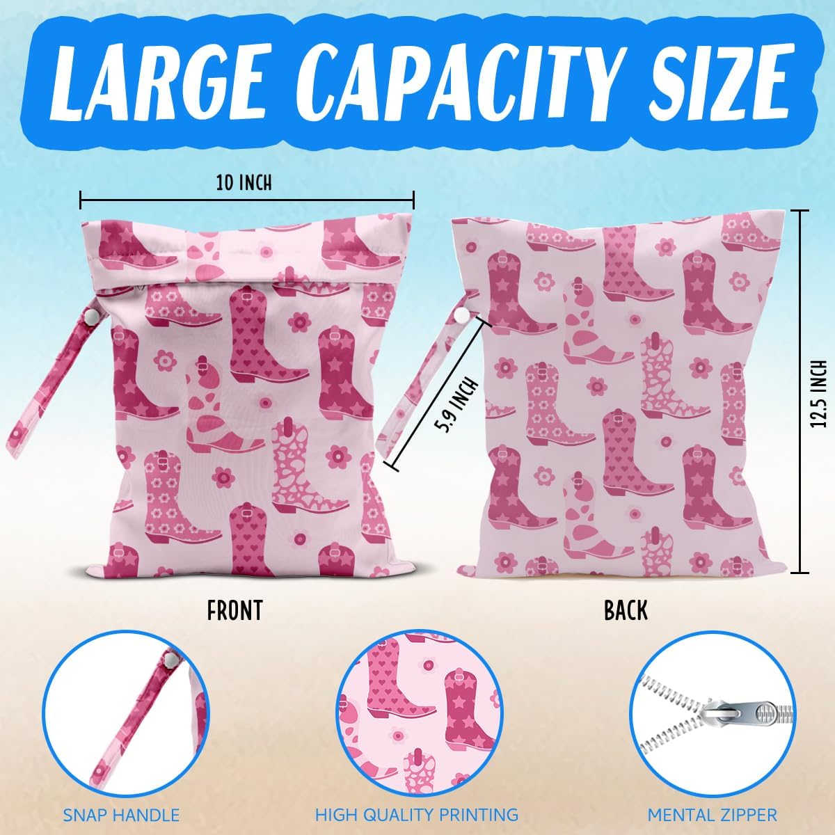 Wet Bag for Baby Swimsuit Dirty Clothes Diaper Yoga Gym, Wet Dry Bag, Beach Vacation Essential for Travel Poor Bathing Baby Items