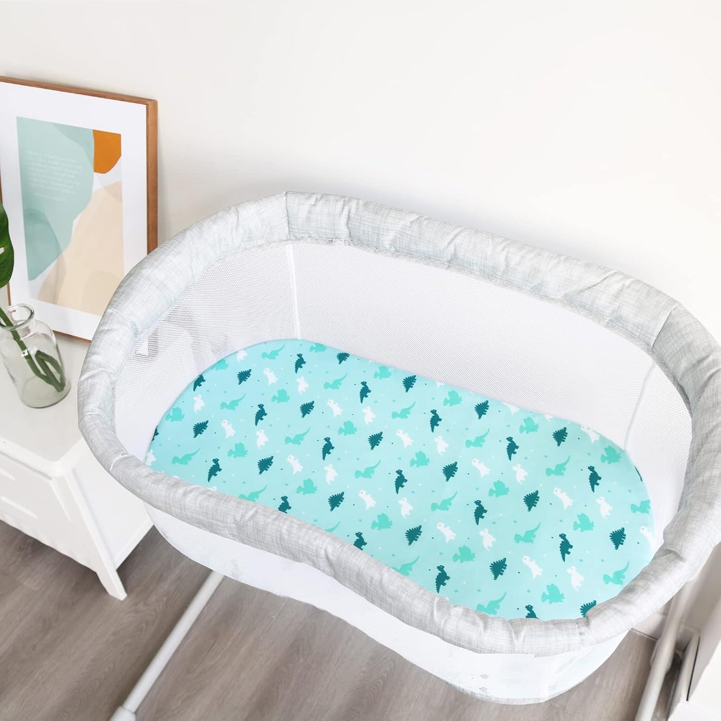 Bassinet Sheet 4 Pack for Baby Boys, Bassinet Sheets Ultra Soft Universal Fit for Most Rectangle, Oval, Hourglass Bassinet Mattress, Bassinet Sheets, Navy