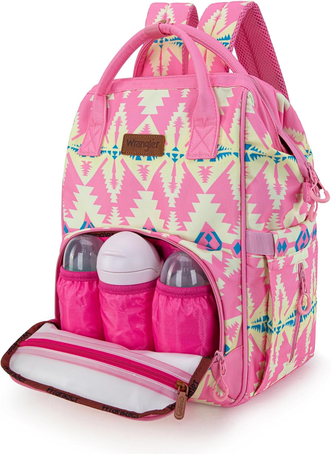 Montana West Wrangler Callie Diaper Bag Backpack with Stroller Straps Western Pattern Multifunction Baby Travel Bag WG2204-91102PK