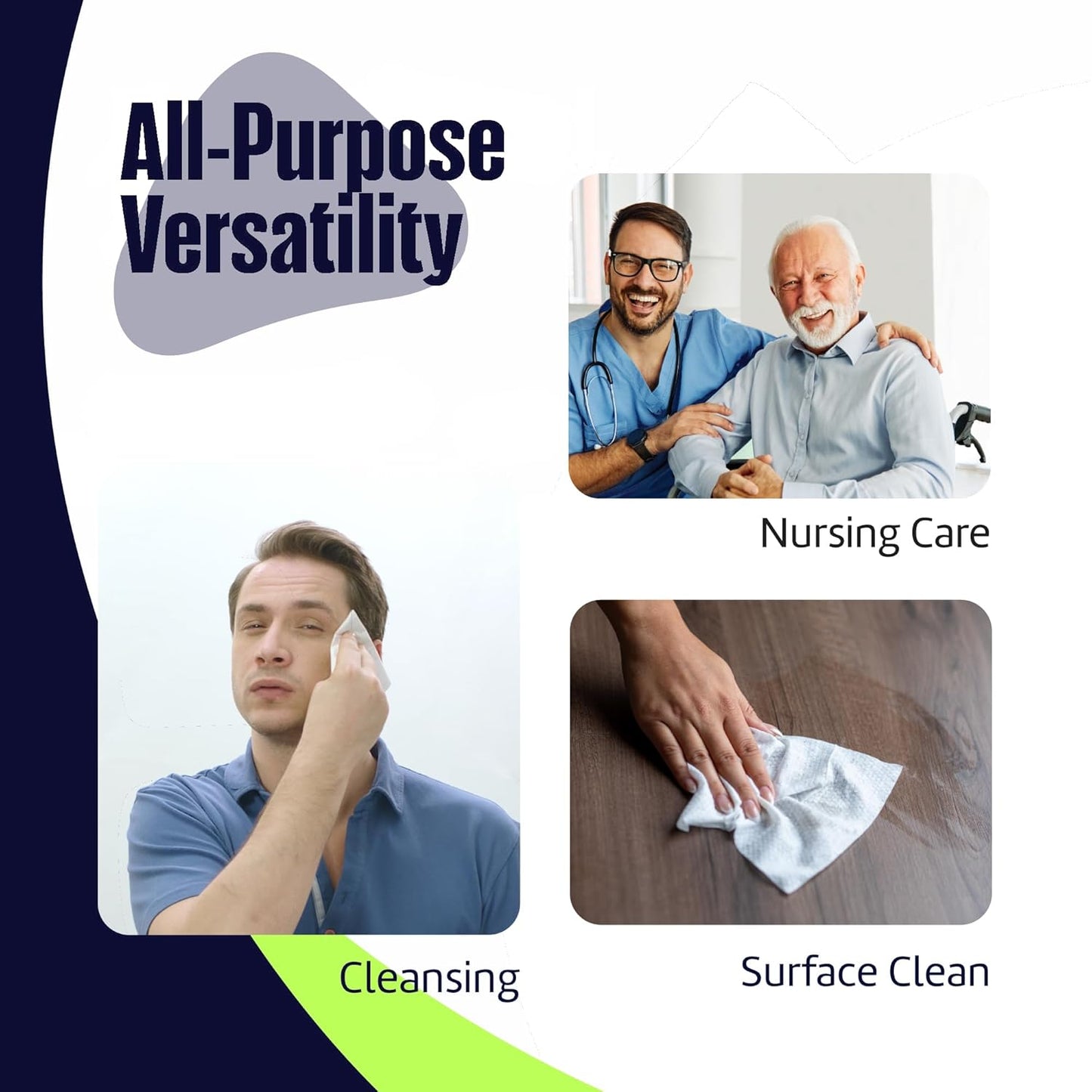 Adult Wipes for Elderly 4 Pack - Hospital Grade Extra Large Extra Thick Disposable Washcloths for Adult No-Rinse Bathing & Shower Alternative - Fragrance-Free XXL