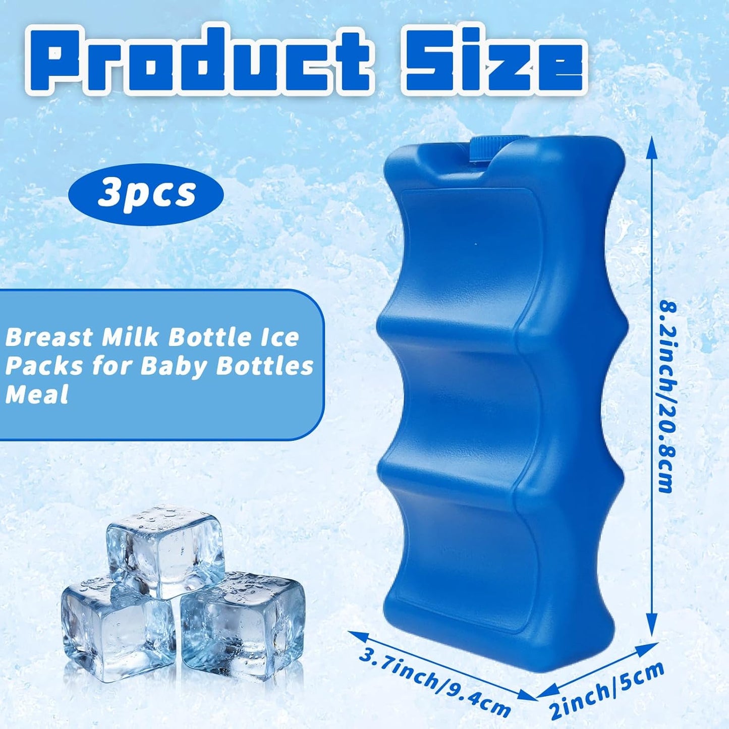 3 Pack Breastmilk Ice Pack,Bottle Ice Packs for Breastmilk Storage,Contoured Ice Packs for Breast Milk,Baby Bottles,Meal,Keeps Breast Milk Fresh