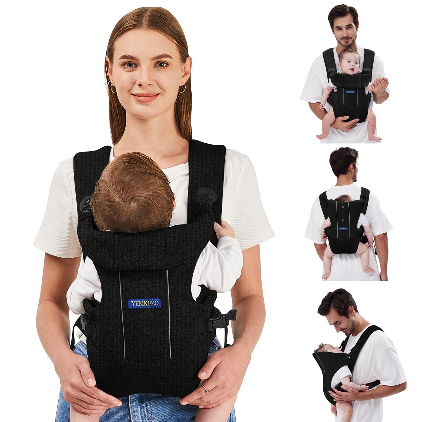 Baby Carrier, Baby Carrier Newborn to Toddler, Ergonomic Newborn Carrier, Easily Adjustable Toddler Carrier, Lightweight Infant Carrier (Mesh,Black)