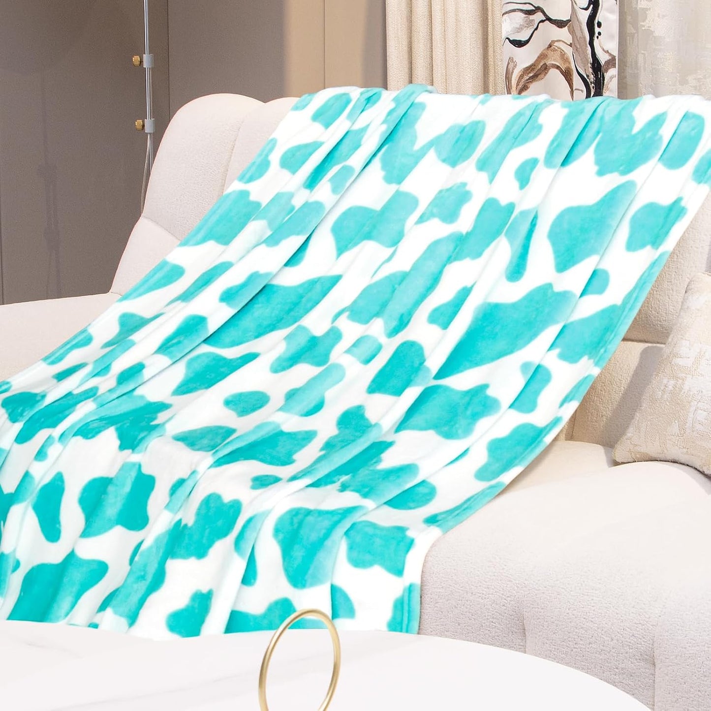 Blue Fleece Throw Blanket for Couch & Bed - Lightweight Soft Blankets for Women Fuzzy Plush Bedding, Sky Blue Gifts Room Decor for Teen Girls