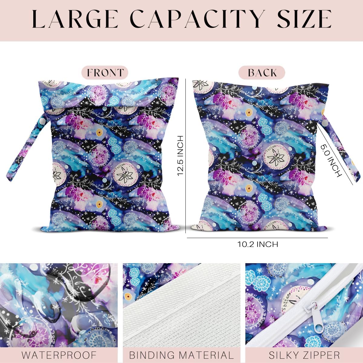 Wet Bag for Swimsuit, Beach Travel Essentials Wet Dry Bag, for Sunscreen Toiletry Dirty Clothes Yoga Gym Diaper, Friends Summer Beach Vacation Gifts. Colorful jellyfish