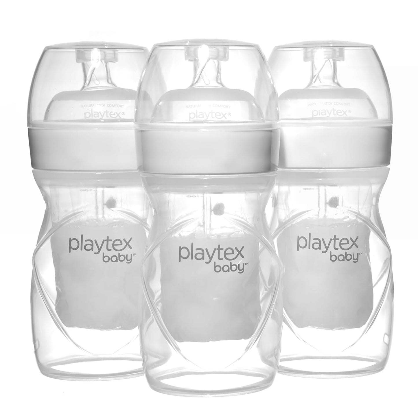 Playtex Baby Anti-Colic Nurser Bottles with Pre-Sterilized Disposable Drop-Ins Liners, 4 Oz Bottles (3 Count), Includes Slow Flow Nipples for Newborn and Breastfeeding Babies, Feeding Essentials