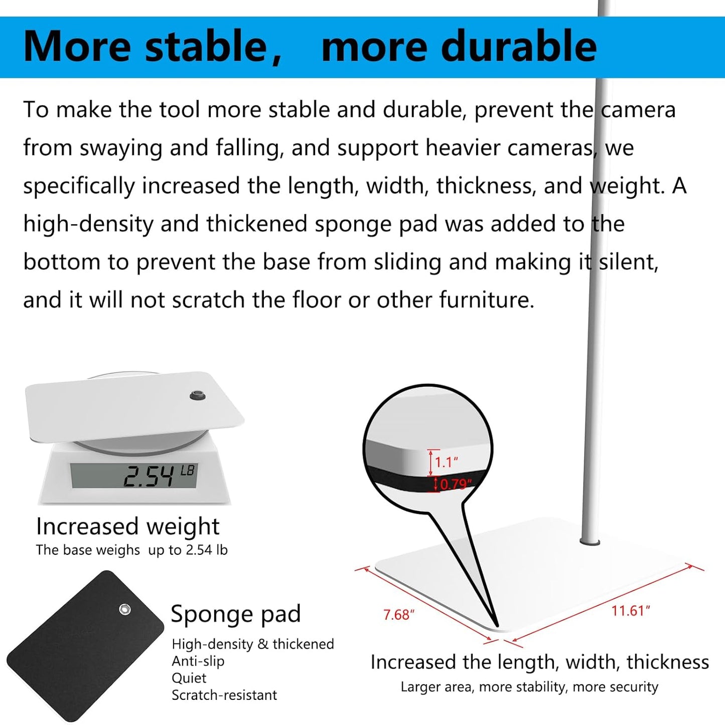 Floor Stand Monitor Mount with Arm Compatible with HelloBaby HB65 HB66 HB6550 HB6558 HB248, for Standing Baby, Floor Stand Baby Monitor Mount Holder Arm Floor Stand Camera Mount Holder for Hello Baby