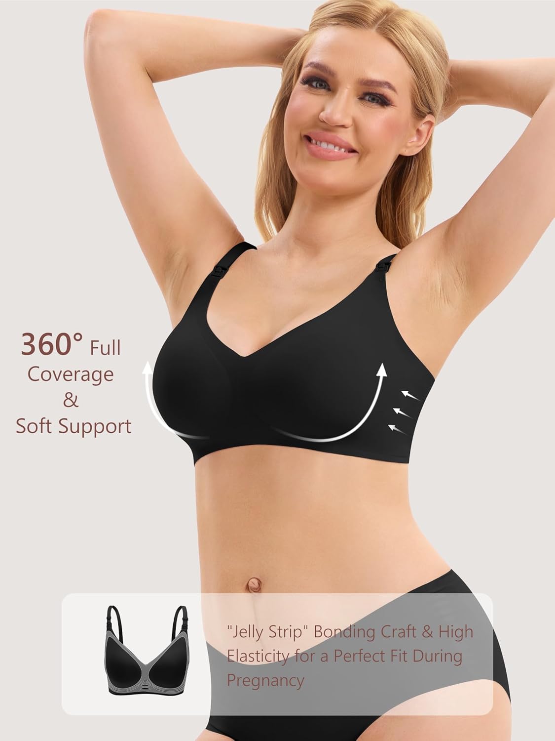 Angelhood 3 Pack Nursing Bras for Breastfeeding Seamless Pregnancy Maternity Bra Wireless Sleep Bralette with Extenders