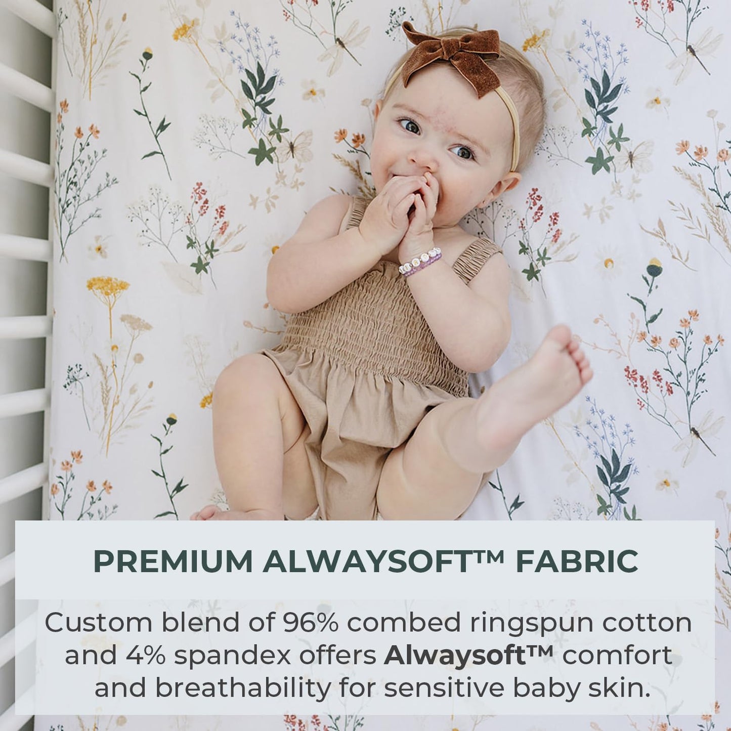 Pobibaby - 2 Pack Premium Pack N Play Sheets Fitted for Standard Pack and Plays and Mini Cribs - Ultra-Soft Jersey Knit, Stylish Floral Pattern, Safe and Snug for Baby (Wildflower)