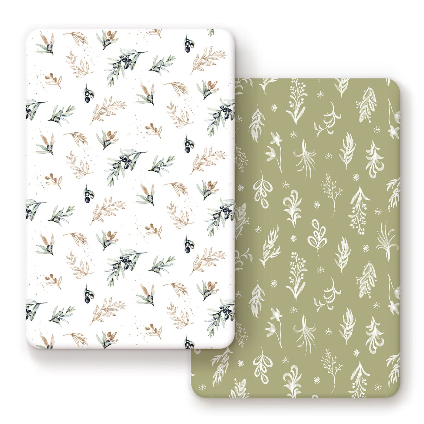Pack n Play Sheets Fitted 2 Pack, Stretchy Ultra Soft Jersey Knit Pack and Play Sheets, Universal Fitted Portable/Mini Crib Mattresses Snug and Safe, Oliver Flora for Boy and Girl