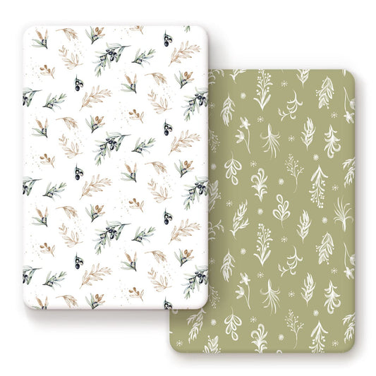 Pack n Play Sheets Fitted 2 Pack, Stretchy Ultra Soft Jersey Knit Pack and Play Sheets, Universal Fitted Portable/Mini Crib Mattresses Snug and Safe, Oliver Flora for Boy and Girl
