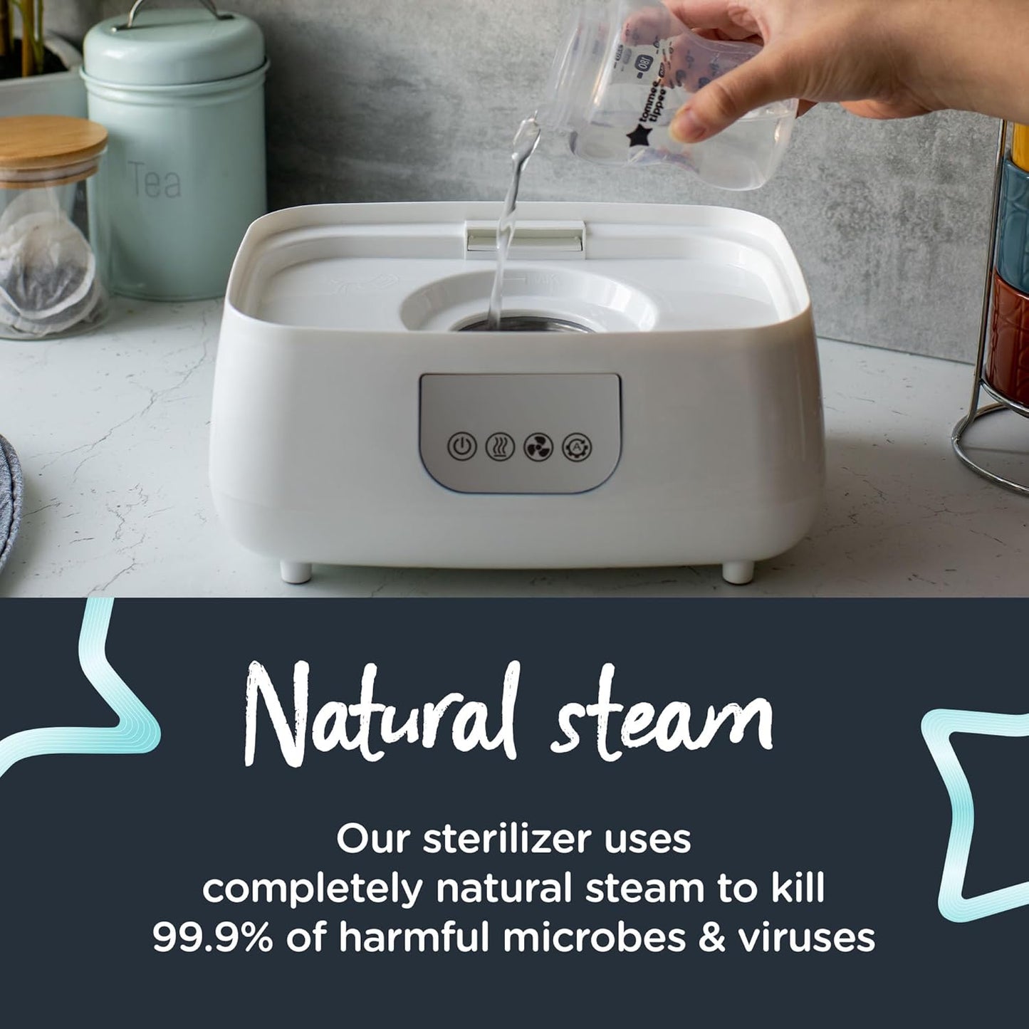 Tommee Tippee Steridryer Electric Steam Sterilizer and Dryer, White, for Baby Bottles and Feeding Accessories, Kills Viruses* and 99.9% of Harmful Microbes