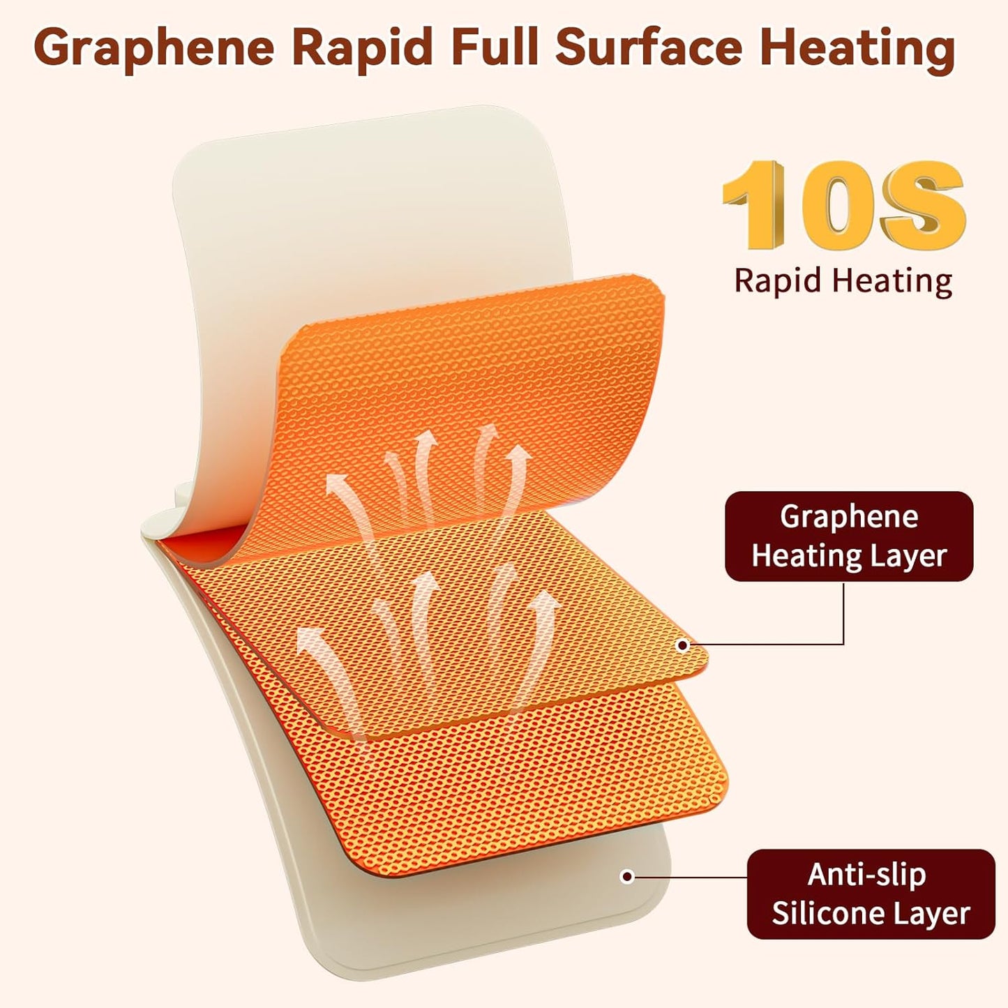 Upgrade Graphene Food Warming Mat for Countertop, Gifts for Mom Wife, Waterproof Electric Warming Tray with 6 Temp Modes for Parties Buffets (Beige)