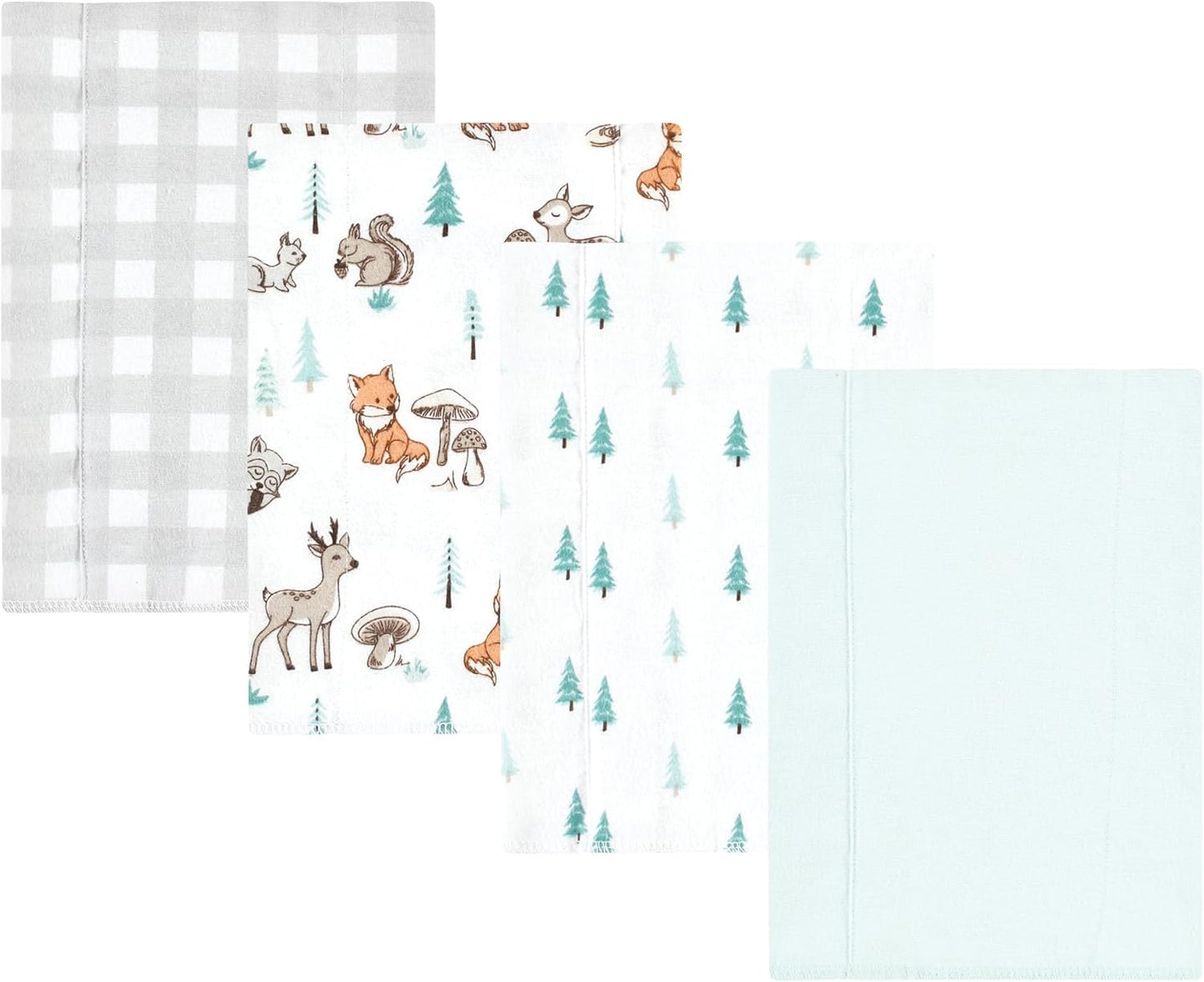 Luvable Friends Hudson Baby Flannel Burp Cloths 4pk, Forest Animal Friends