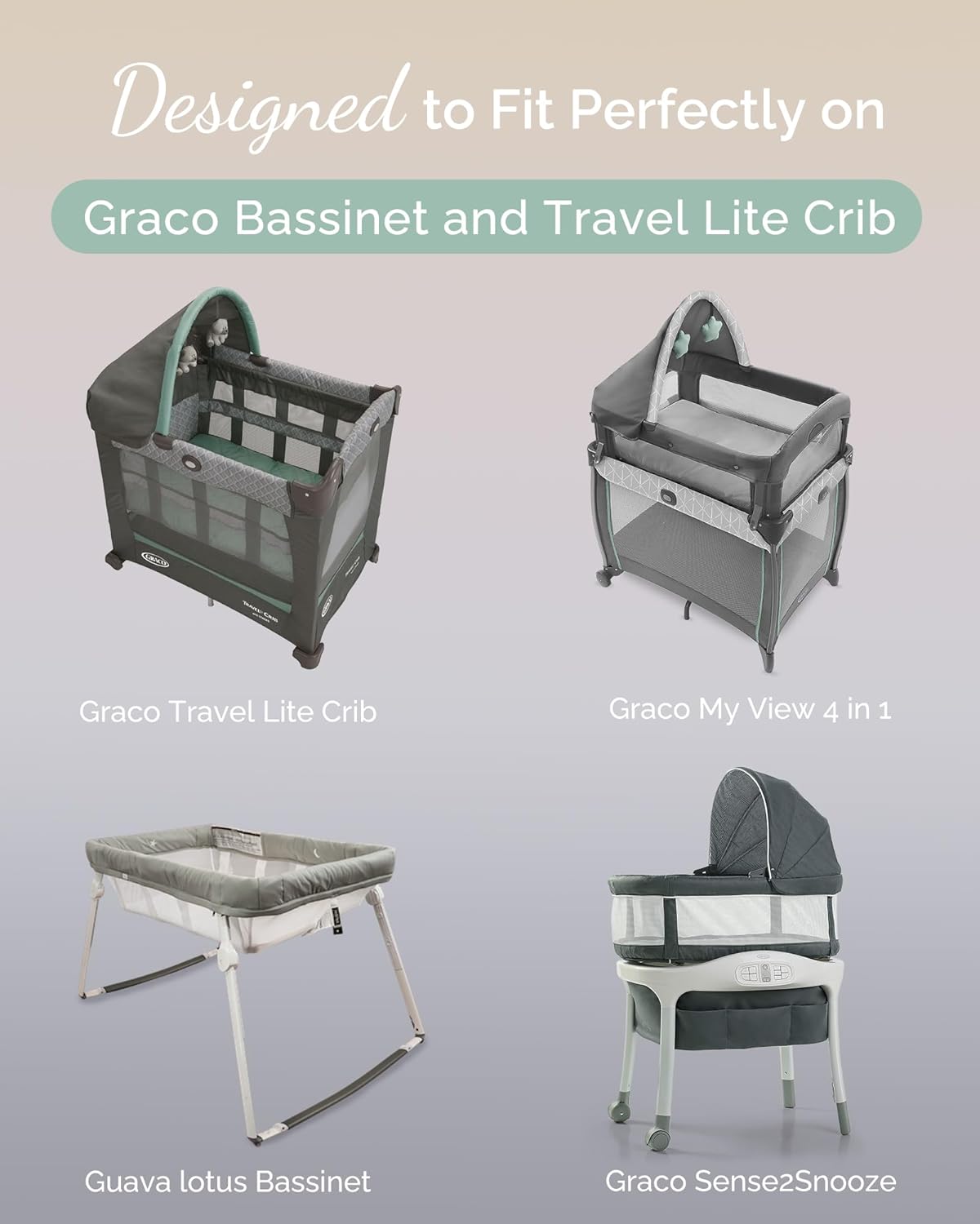 Bassinet Sheets 20x30 Inch for Graco Travel Lite Crib, Sense2Snooze, My View 4 in 1, Dream Suite and Guava Bassinet - Buttery Soft, Premium Stretchy Jersey Sheets, Navy + Grey + Cloud, 3 Pack