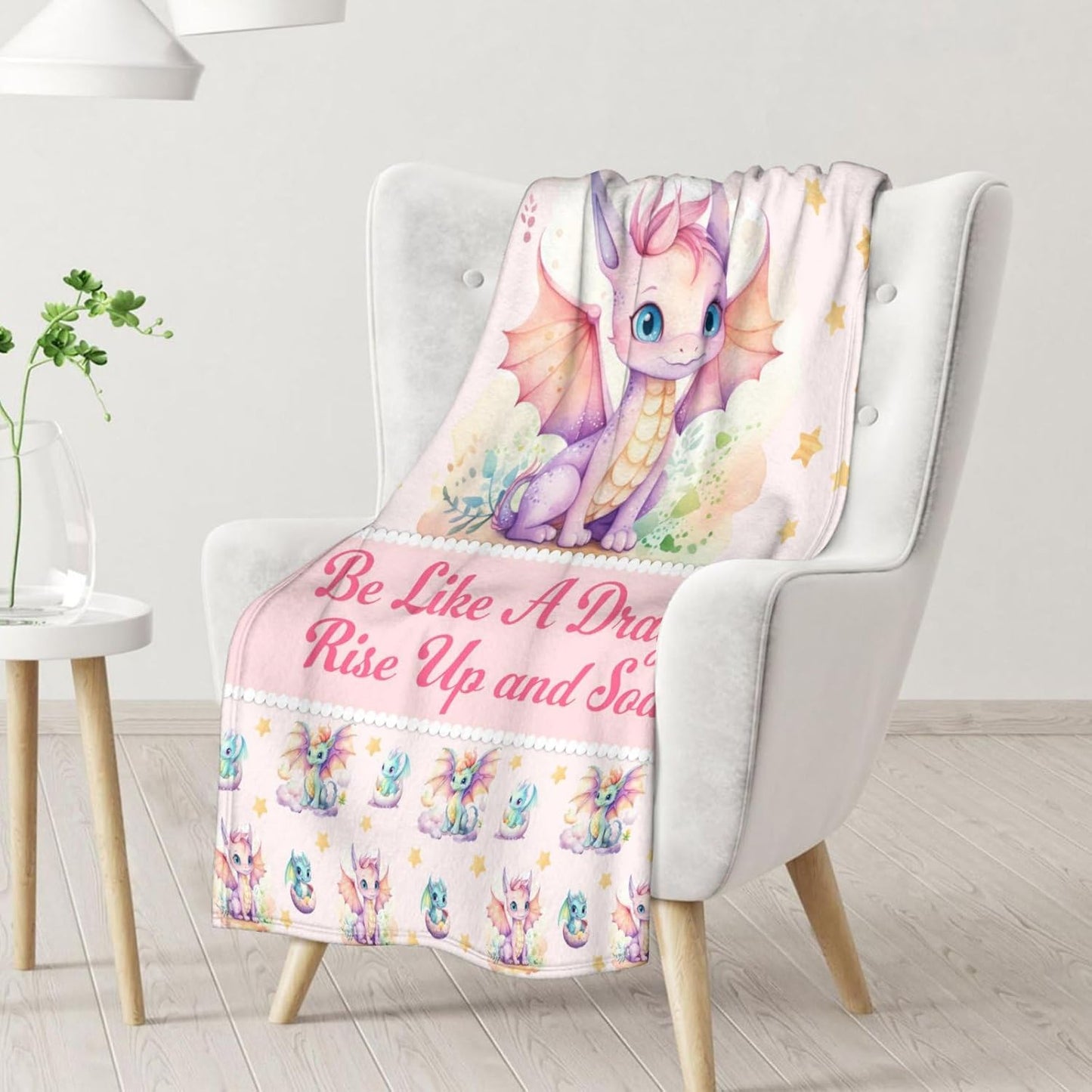 Dragon Blanket Gifts - 30x40 Inches Cute Throw Blanket for Babies, Kids, Boys & Girls - Pink Soft Fuzzy Blankets for Couch, Sofa & Bed