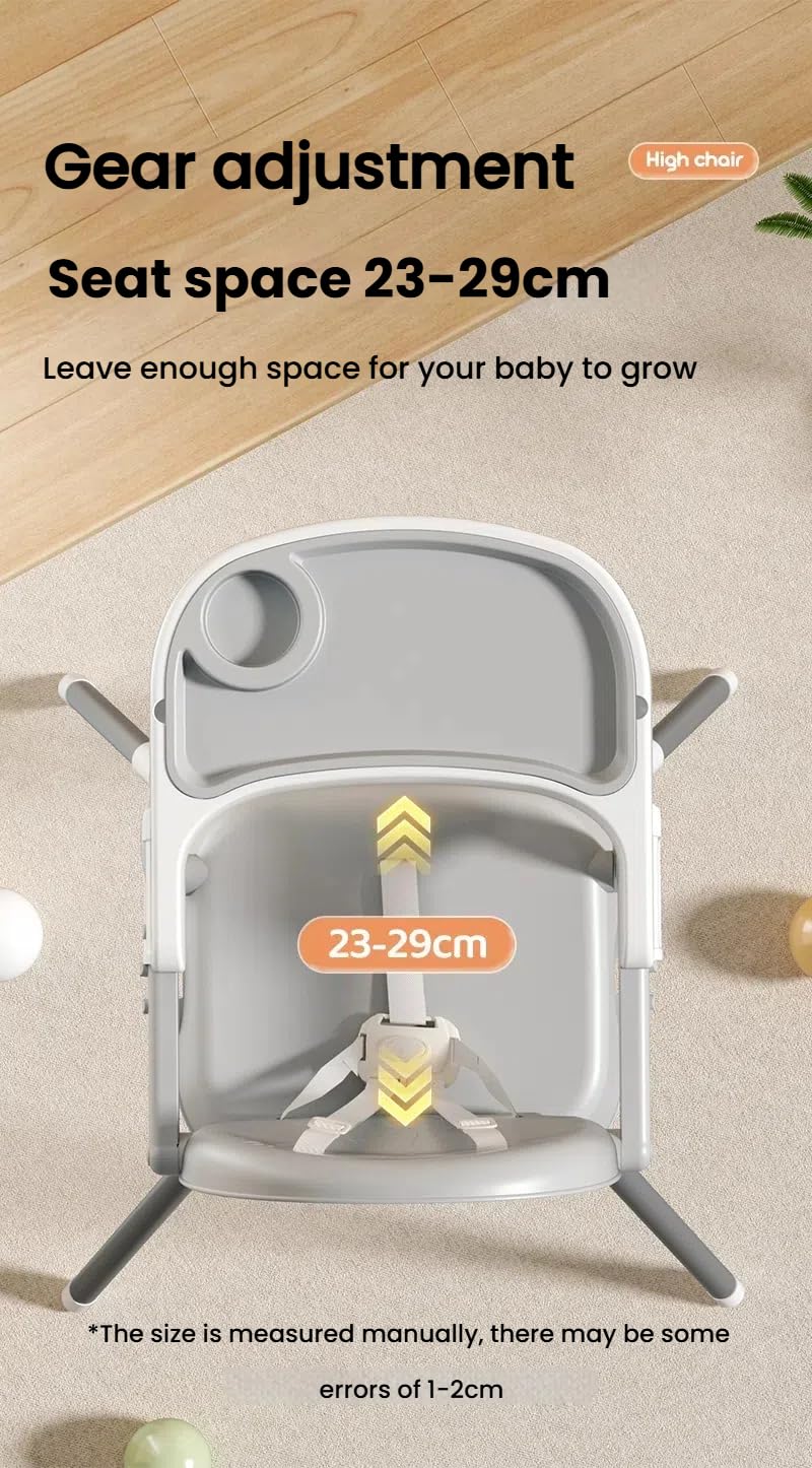 Nine point nine High Chair with Three Modes, Highchair for Babies and Toddlers, Adjustable and Easy to Fold High Chairs, Highchairs with Non-Slip Pedal (8123 Grey)