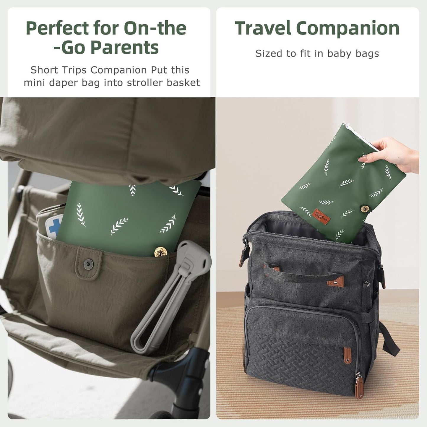 Baby Diaper Bag Organizer, Compact & Foldable Travel Organizer Pouches for Diaper Wipes and Small Essentials, Gift for Baby Shower