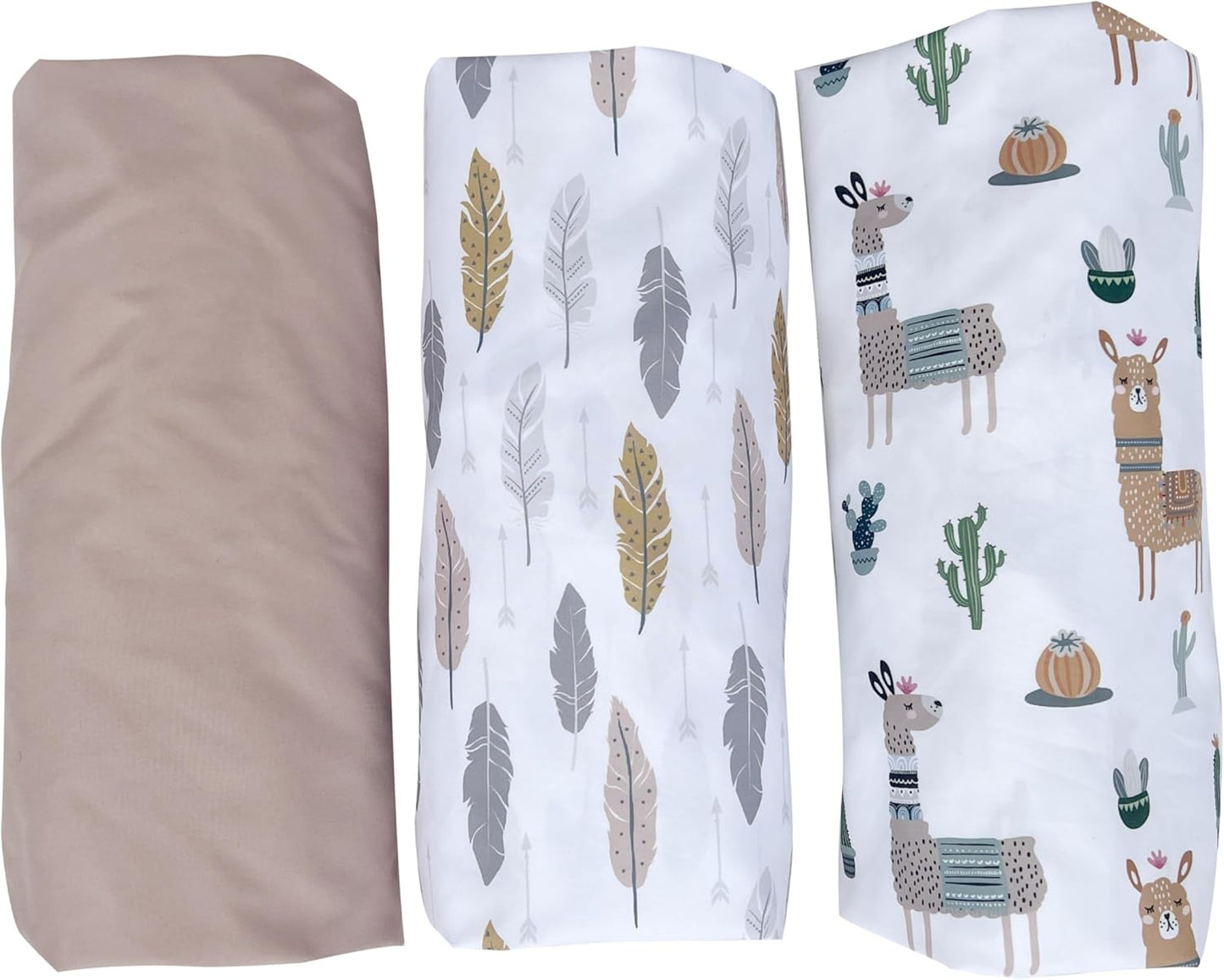 AMROSE 3 Pack Heavenly Soft Bassinet Sheets for Baby Universal Fitted for Various Cradle and Bassinet Mattress Pad, Silk Touch Gentle Breathable Microfiber, Alpaca & Feather