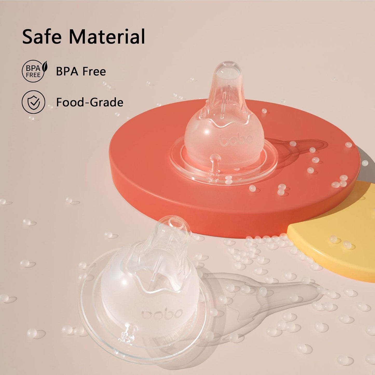 YOHKOH Baby Bottle Nipples for Wide Neck Bottles, 100% Natural Feel Silicone Nipples, BPA-Free (9m+, LL, 4 Counts)