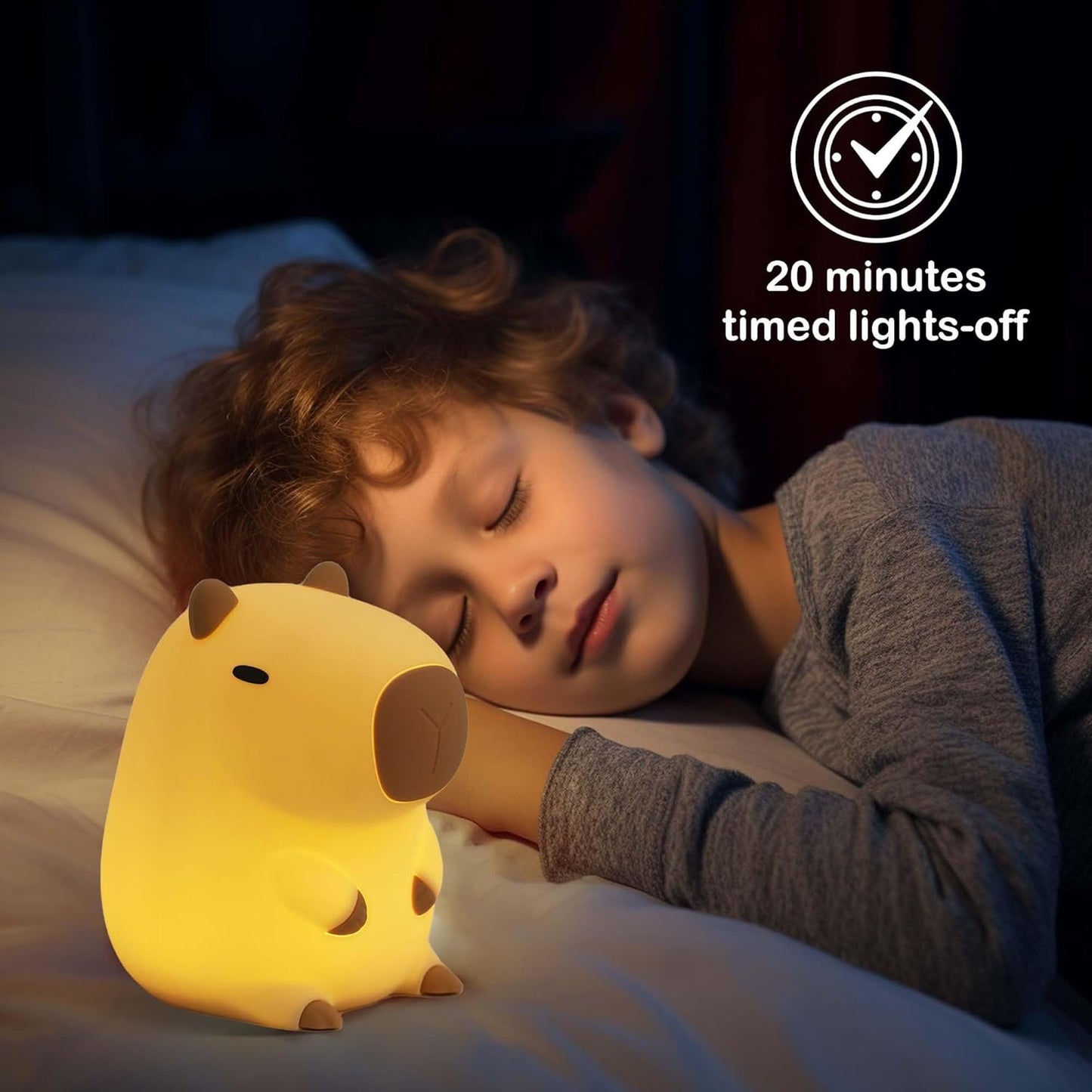 Ammonite Capybara Night Light, Cute Silicone Capybara Lamp for Kids, Soft Silicone Nursery Nightlight USB LED Touch Lamp Bedroom Decor as Xmas Birthday Gifts for Boys Girls