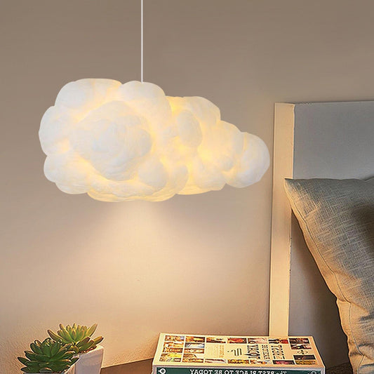 Cloud Pendant Hanging Light Fixture, Modern Fluffy Ceiling Lighting Chandelier, White Lamp Shade Lampshade for Children Girls Kids Living Room (40cmx20cm)