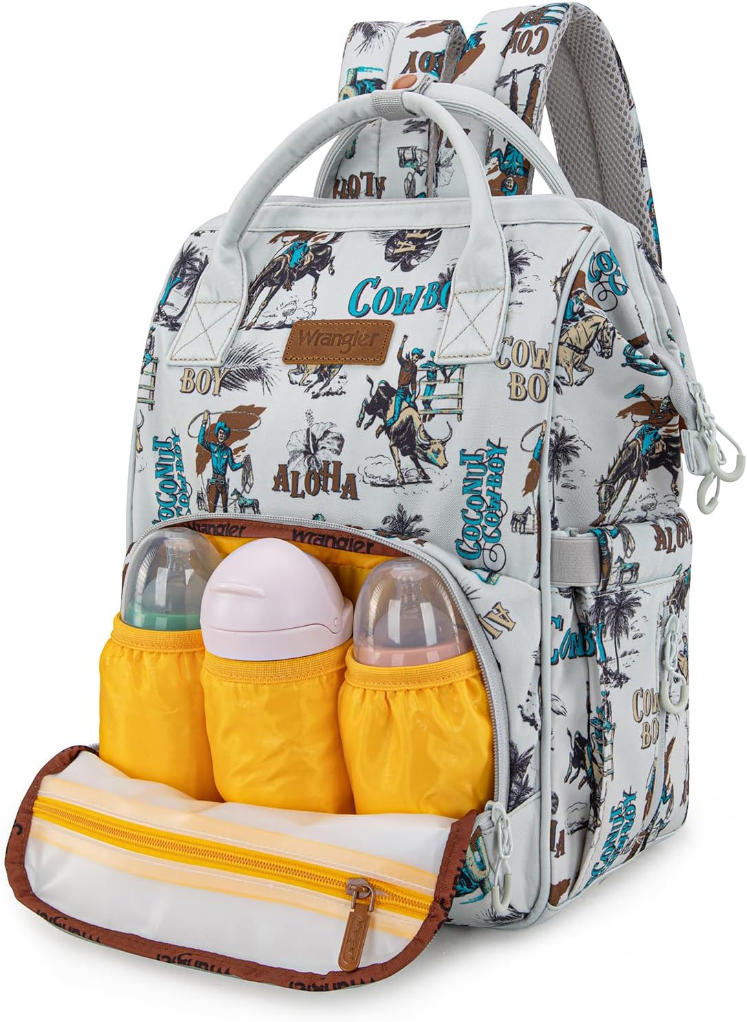 Montana West Wrangler Callie Diaper Bag Backpack with Stroller Straps Western Pattern Multifunction Baby Travel Bag WG2204-91102BG