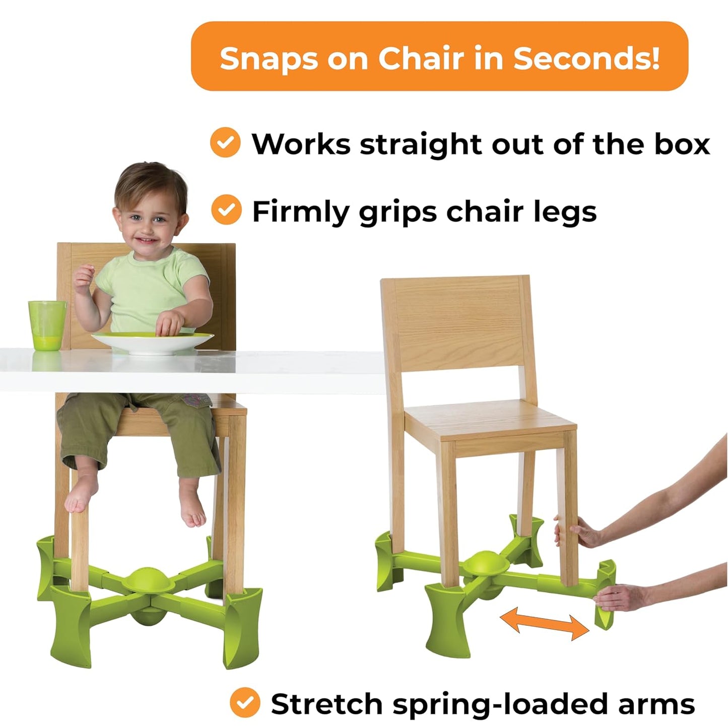 KABOOST Booster Seat for Kitchen Chair, Green - Goes Under The Chair - Portable Booster for Toddlers and Grown Ups