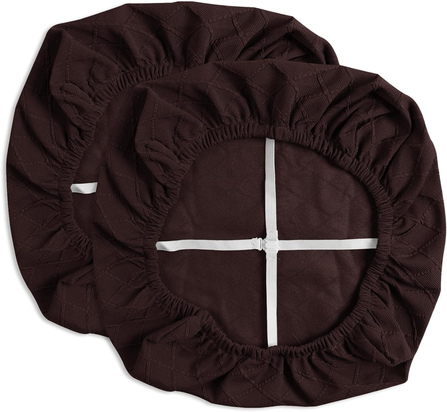 Yikko Chair Seat Covers, High-Density Check Jacquard Ekedalen Seat Covers for Dining Kitchen Restaurant Banquet, Stretch Removable Washable Chair Seat Cushion Protector (2, Reddish Brown)