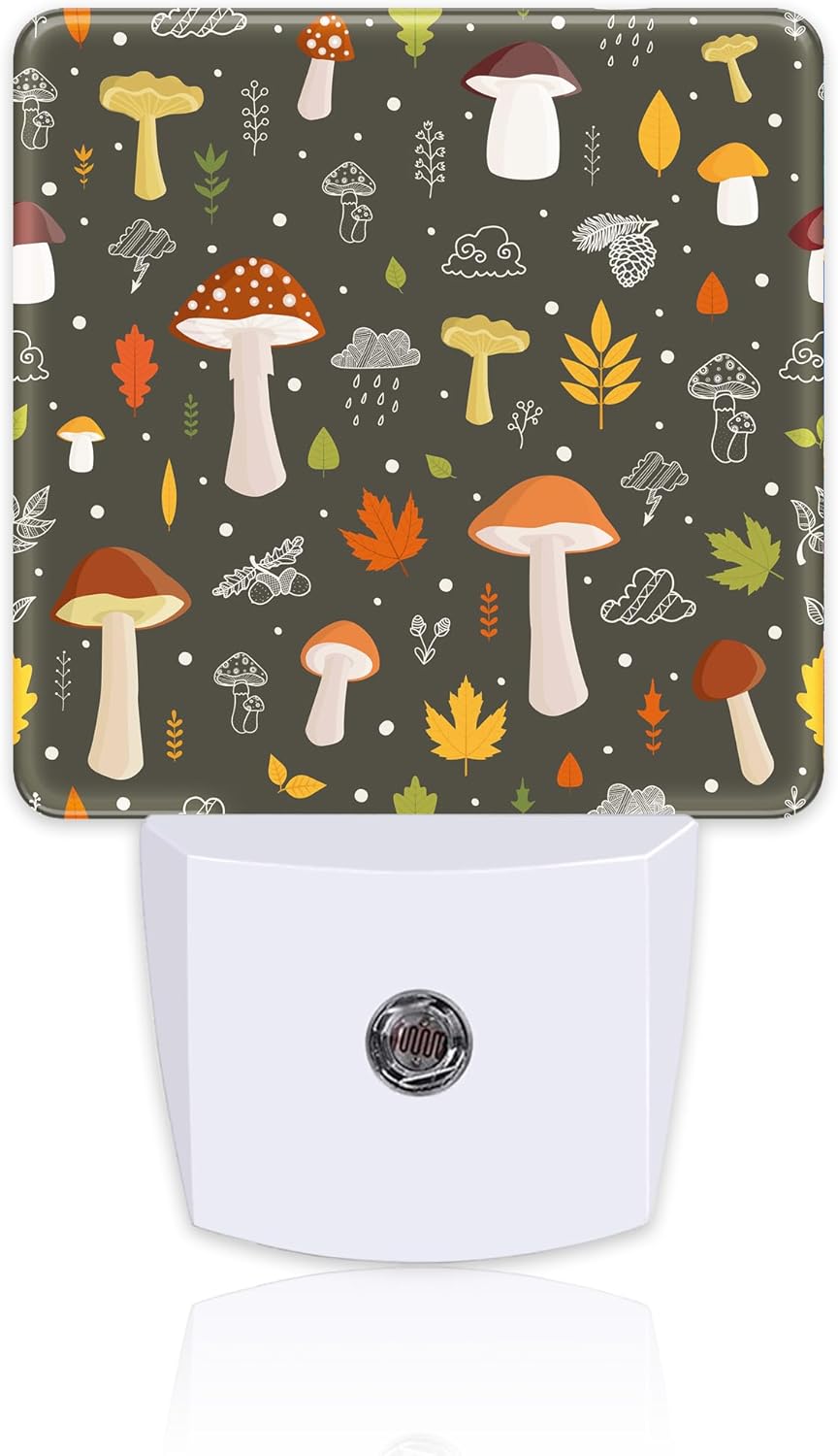 Colorful Forest Mushrooms Night Light Plug into Wall, Botanical Plants Leaves Dusk to Dawn Night Light, 0.5w Energy Saving Sleep Friendly Nightlights for Kids Boys Girls Home