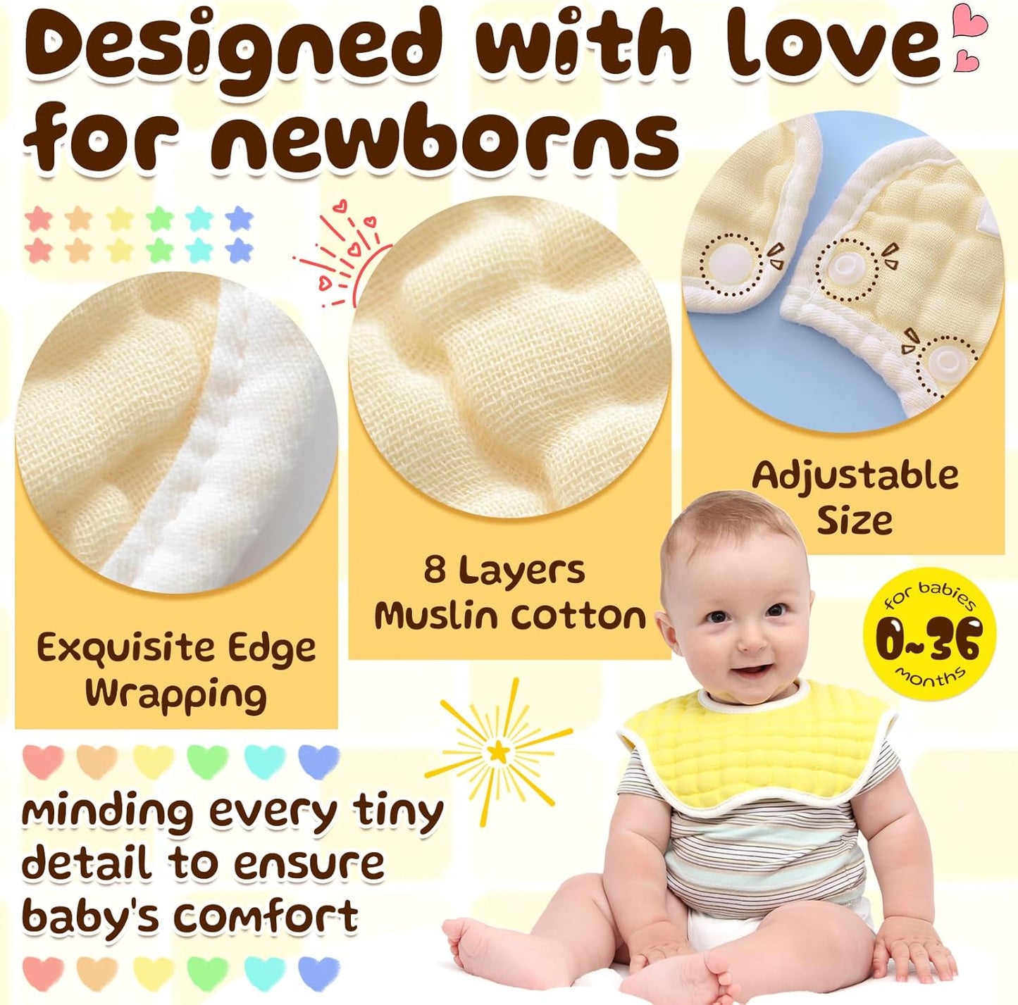 Baby Bibs Muslin Drool Teething Drooling Bibs for Baby Girl Boy Muslin Cotton