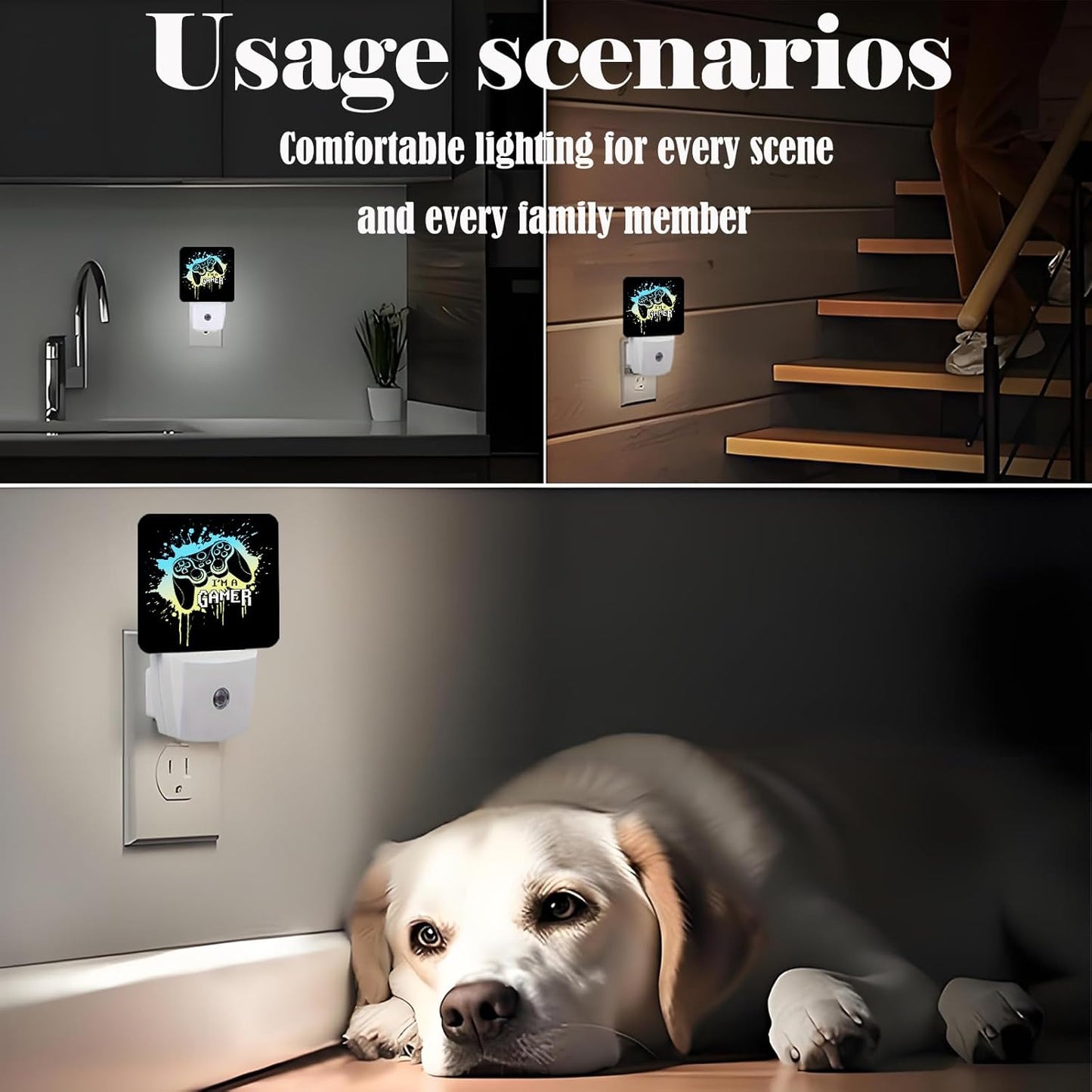 I'm A Gamer Night Light,Plug Into Wall with Dusk to Dawn Light Sensors, Warm Nightlights for Bedroom, Bathroom, Hallway, Kitchen, Gifts Ideal for Boys Girls Women Men