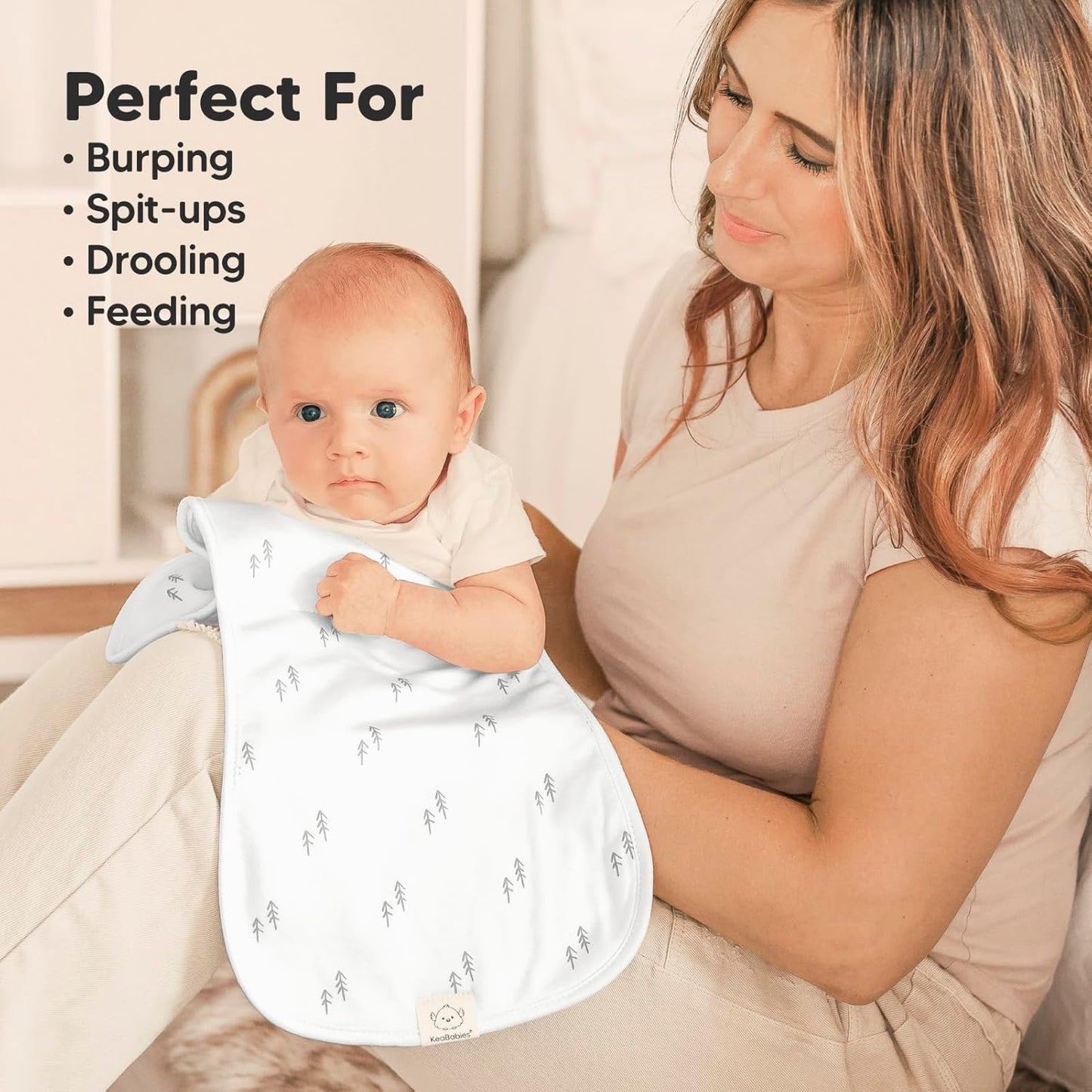 Organic Burp Cloths Baby Boy & Girl - 5-Pack Super Absorbent Cotton Burping Cloths for Babies, Soft & Plush Newborn Spit Up Rags, Infant Towels for Milk Spit Up, Unisex, Large 21" x 10" (Nordic)