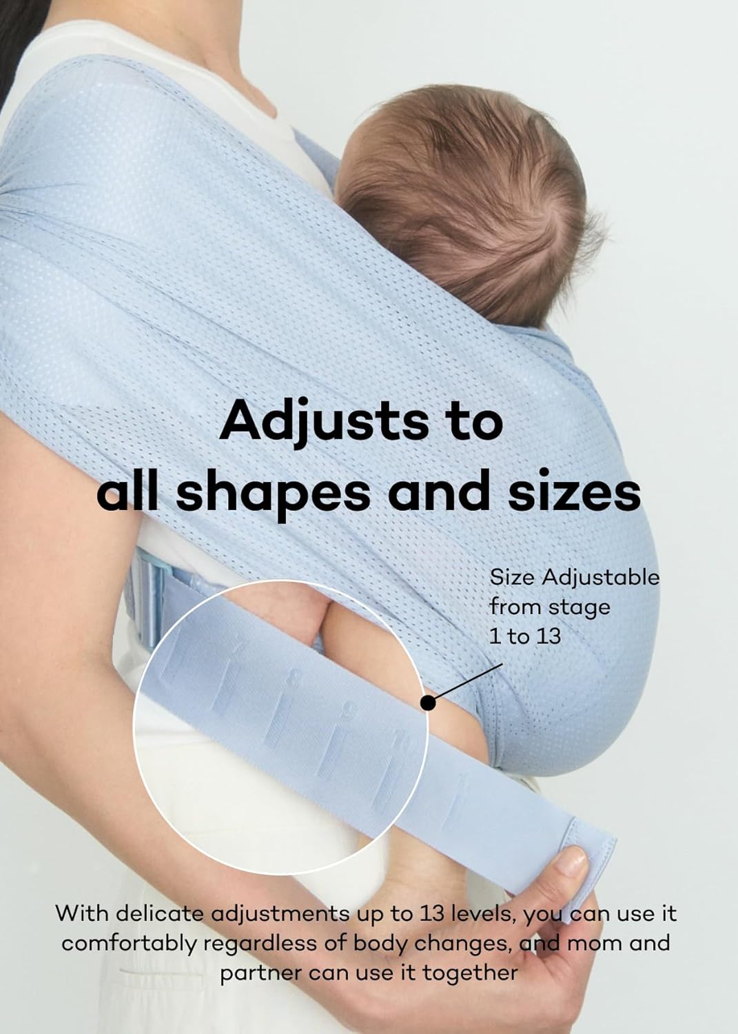 Konny Baby Carrier Flex AirMesh with Head Support- Adjustable, Easy to Wear Baby Wrap Sling, Perfect for Newborn Babies Essentials up to 44 lbs (M-4XL) -Wood Rose