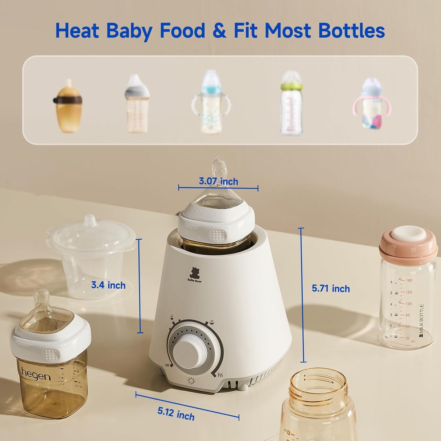 Snow Bear Baby Bottle Warmer & Breastmilk Heater - Fast & Even Warming for Breast Milk, Formula, and Baby Food - Safe, Efficient, Portable & Convenient for Busy Parents