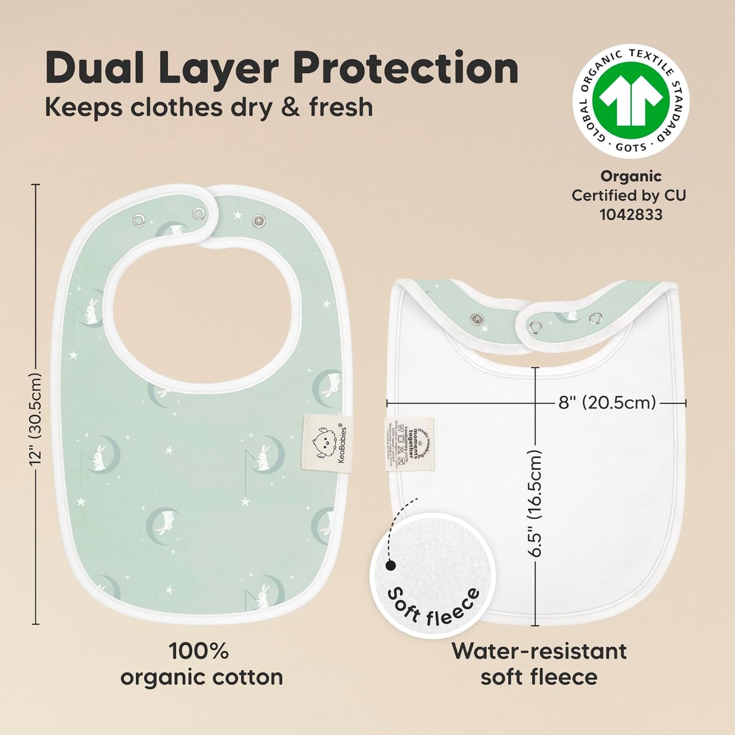 8-Pack Organic Baby Bibs for Boys, Girls - Soft Cotton Drooling and Teething Bibs for Baby Girl & Boy, Extra Absorbent, Easy To Clean & Put On for Toddler, Newborn, Infant 0-24 Months (Lunaris)