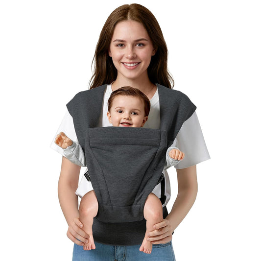 Baby Carrier Newborn to Toddler Baby Wraps Carriers(7-30lbs), Newborn Carrier with Head Support, Infant Holder Carrier with Enhanced Lumbar Support, Dark Grey