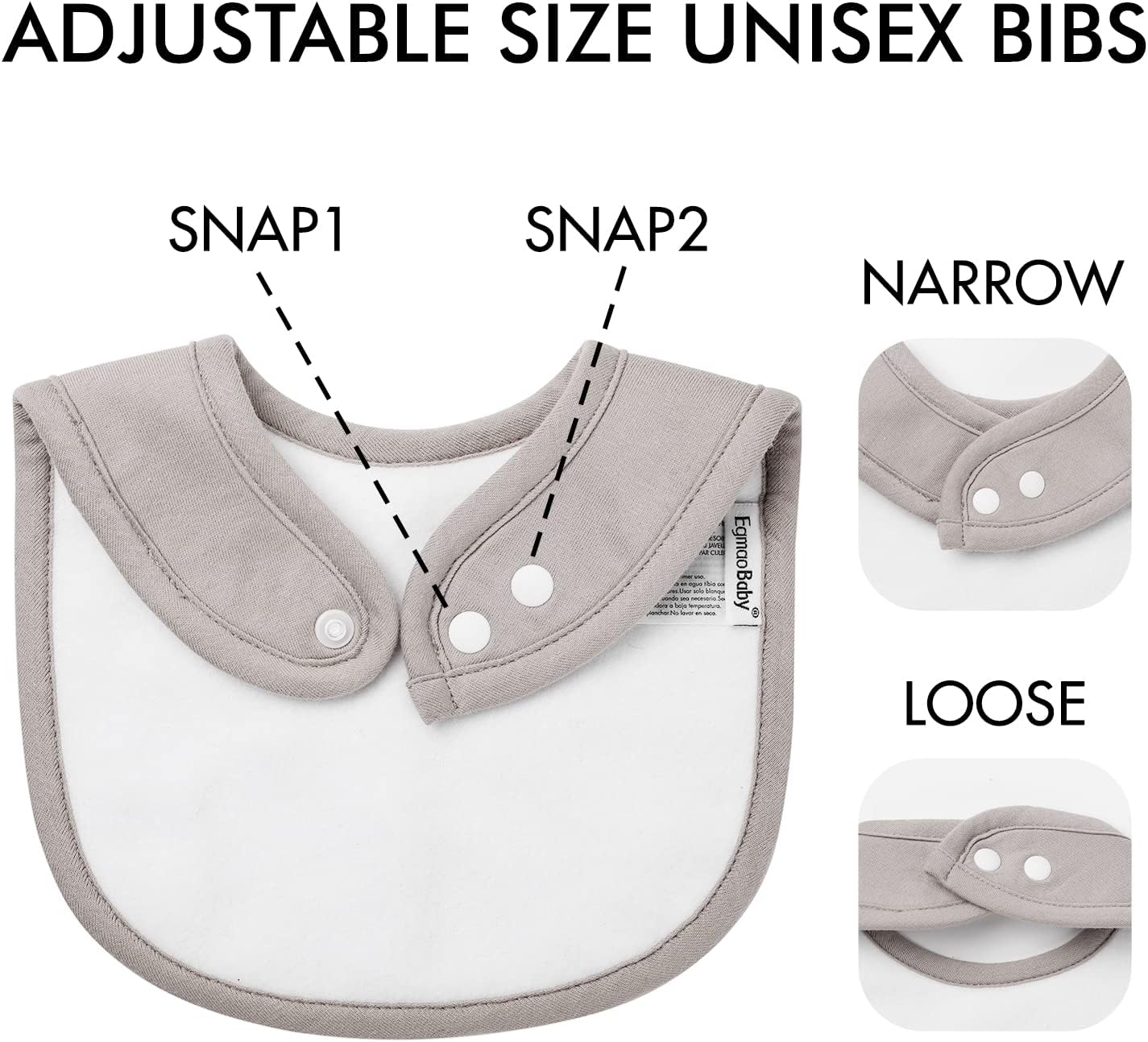 10 Pack Cotton Snap Bibs for Baby Boy Girl, Super Soft Drool Bibs for Teething and Feeding