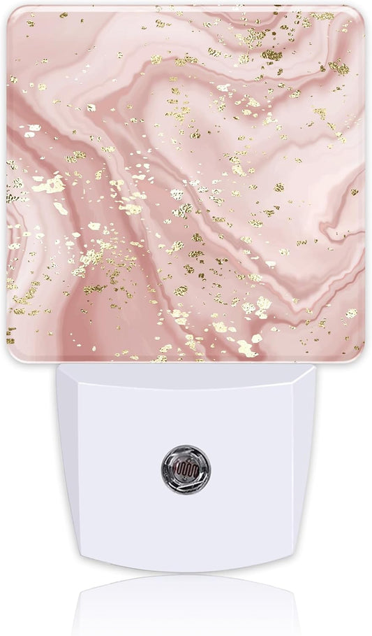 Plug in Night Lights Gold Splatter Texture Liquid Marble Nightlight Plug Into Wall Dusk to Dawn Sensor LED Night Light for Kid Girls Boys Room Decor,Hallway,Kitchen,Bathroom,Nursery,Stairs