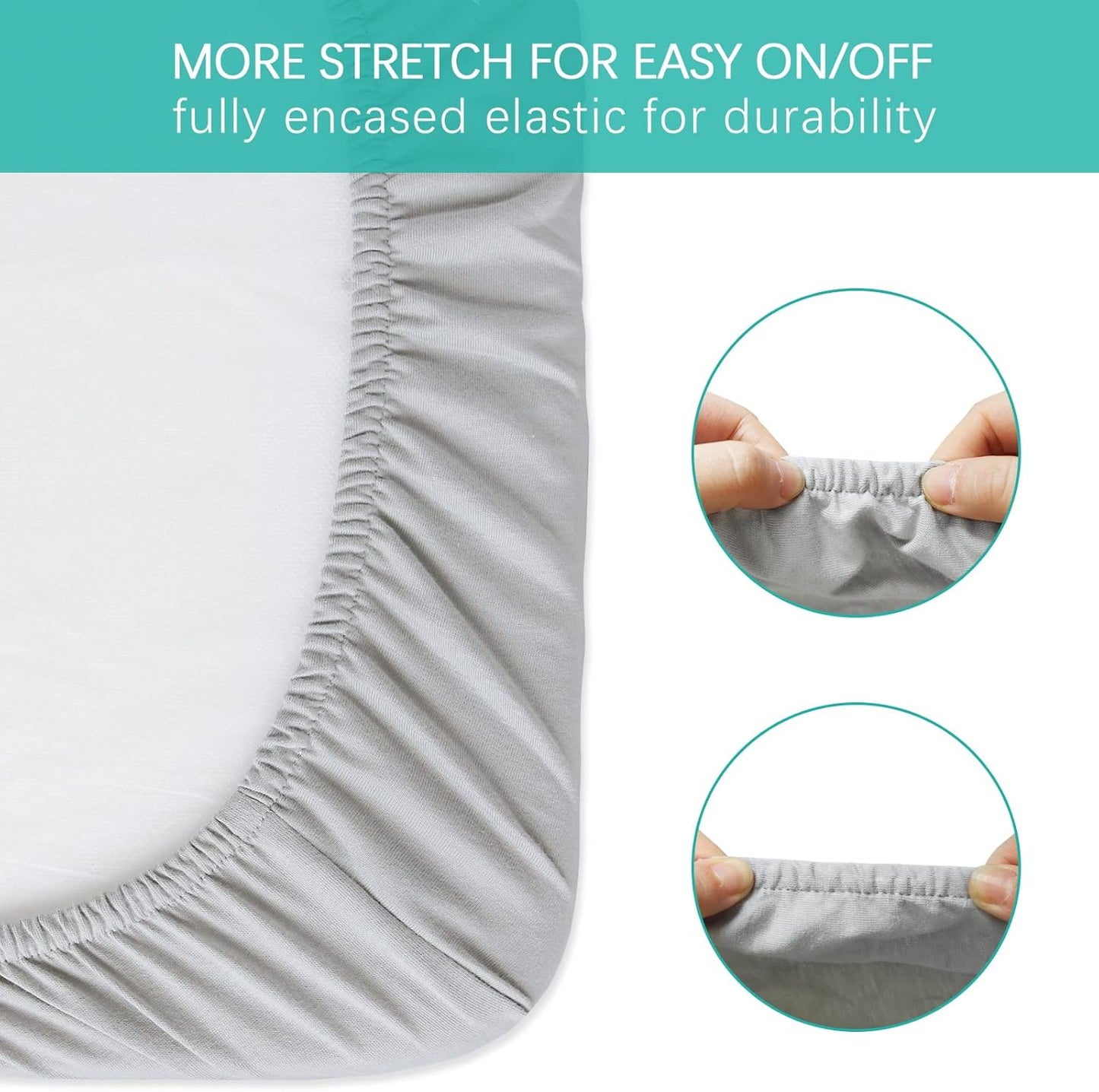 Bassinet Sheets Compatible with Dream On Me Traveler/Skylar/Waves Bassinet Bedside Sleeper, 100% Cotton, 2 Pack, Ultra Soft Bassinet Sheet for Baby, Gray