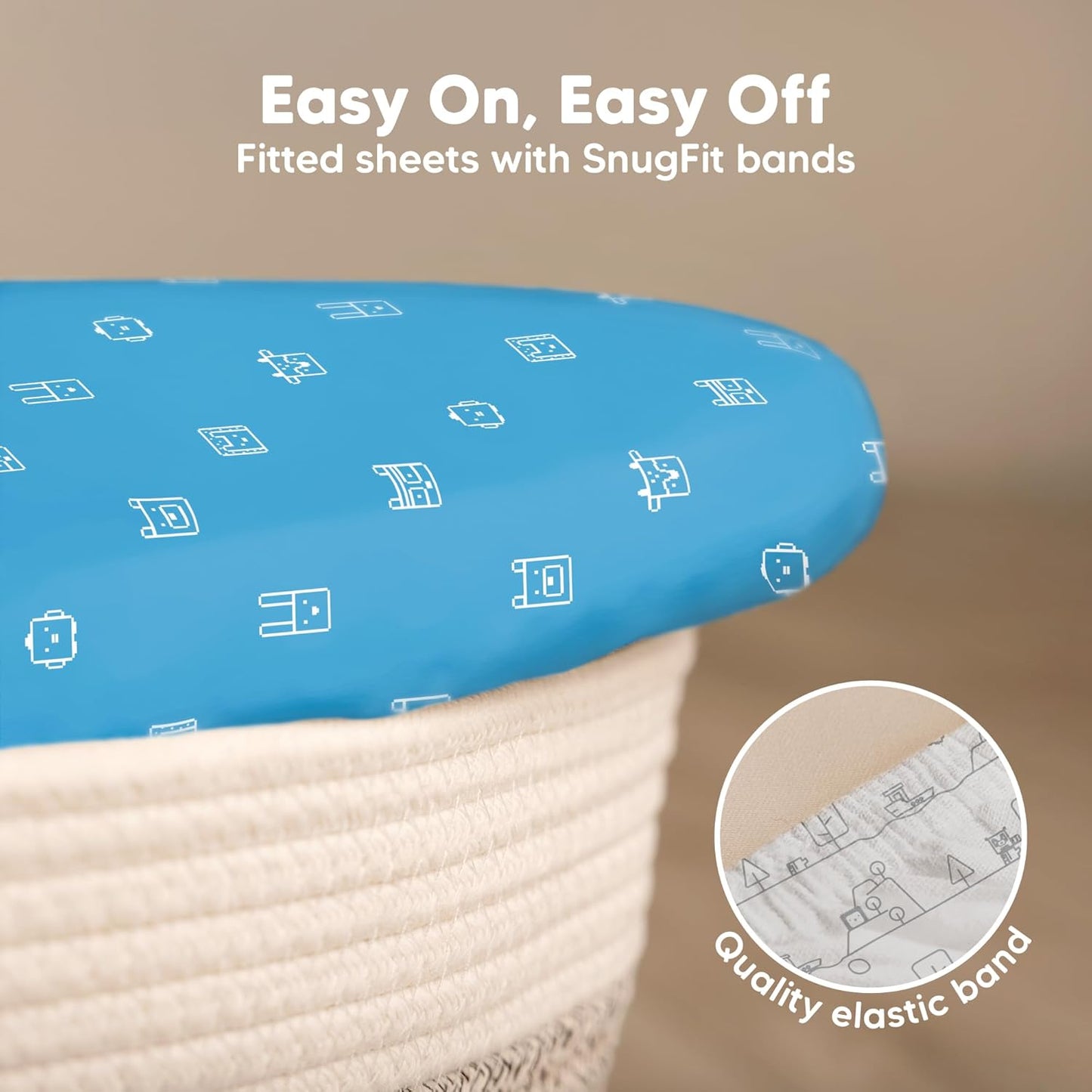 2-Pack Organic Bassinet Sheets for Girls, Boys - 100% Cotton Bassinet Mattress Sheets Compatible with Halo Bassinest Swivel Sleeper, Graco, Baby Delight,Chicco,Unisex Fitted Bassinet Sheets (KeaPixel)