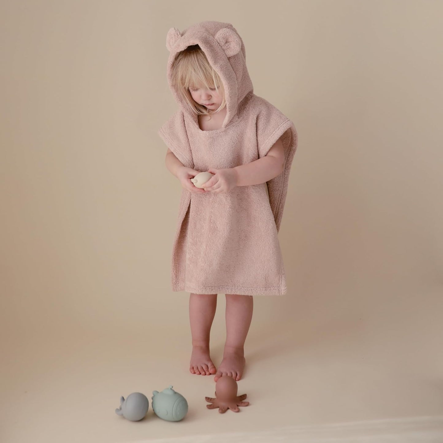mushie Poncho Towel for Toddlers and Kids (Blush) | Organic Terry Cotton | Ages 1-3 Years